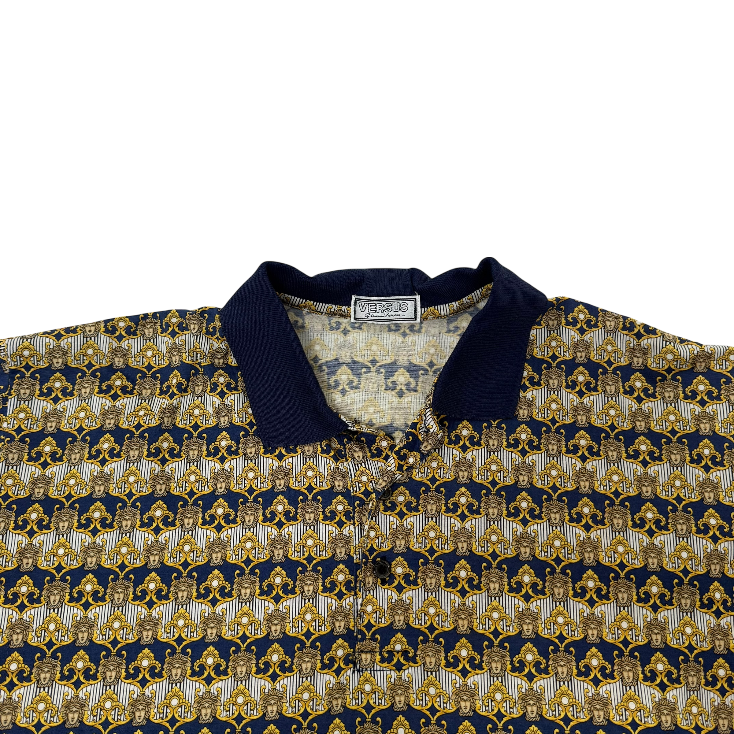 Versus Gianni Versace Medusa Head Full Print Polo T-Shirt (Fits L-XL) thumbnail 2