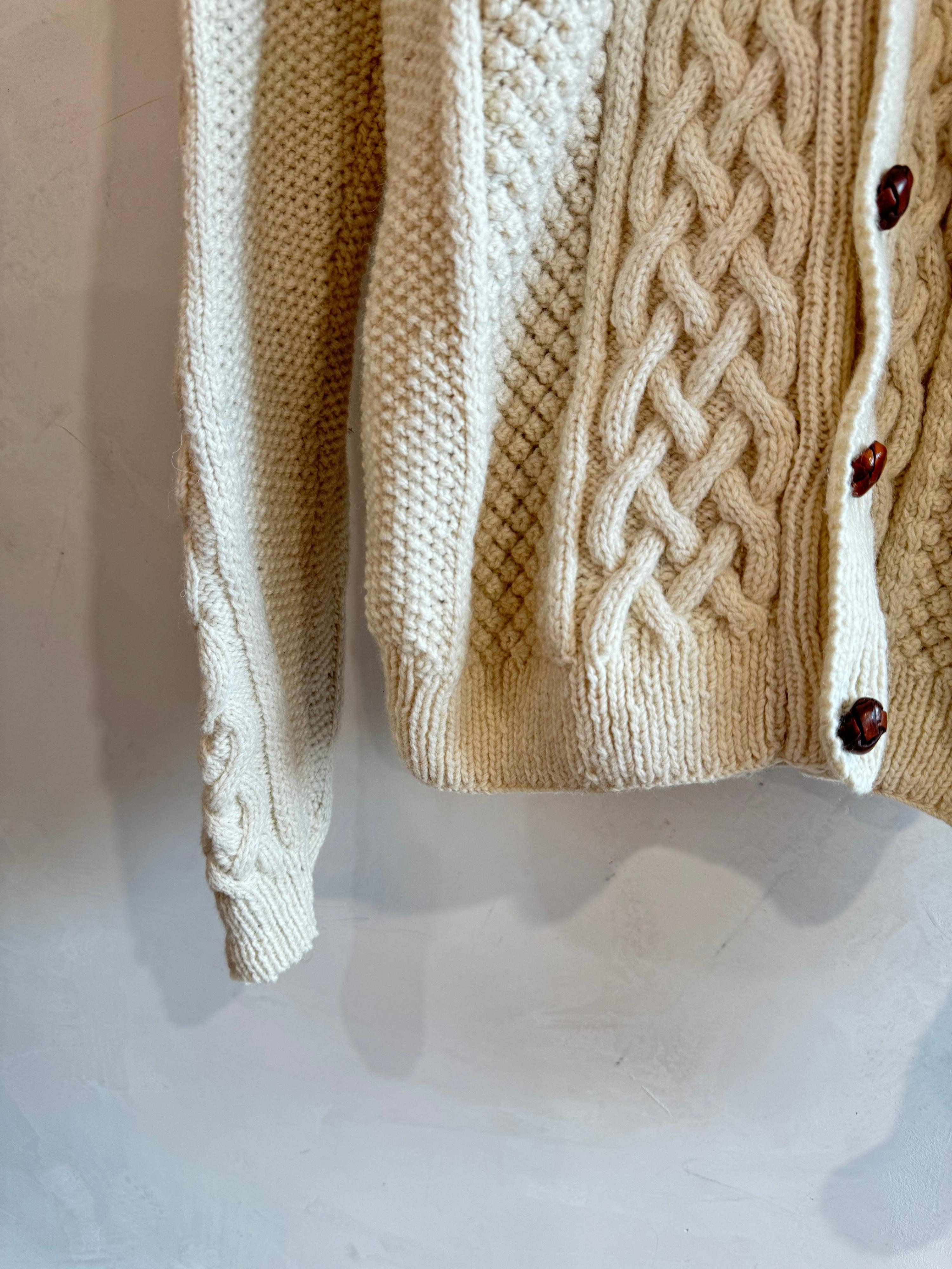 Handknit Cream Oversized Chunky Cable Cardigan M-XL thumbnail 5