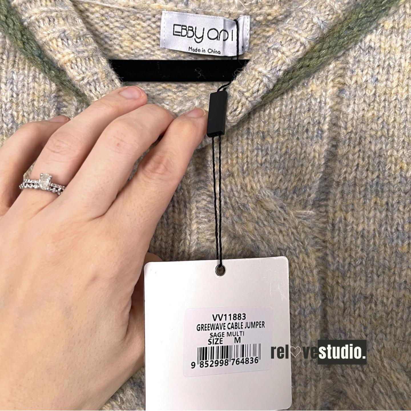 EBBY AND I SUMMIT CONTRAST KNIT SWEATER IN SAGE thumbnail 4