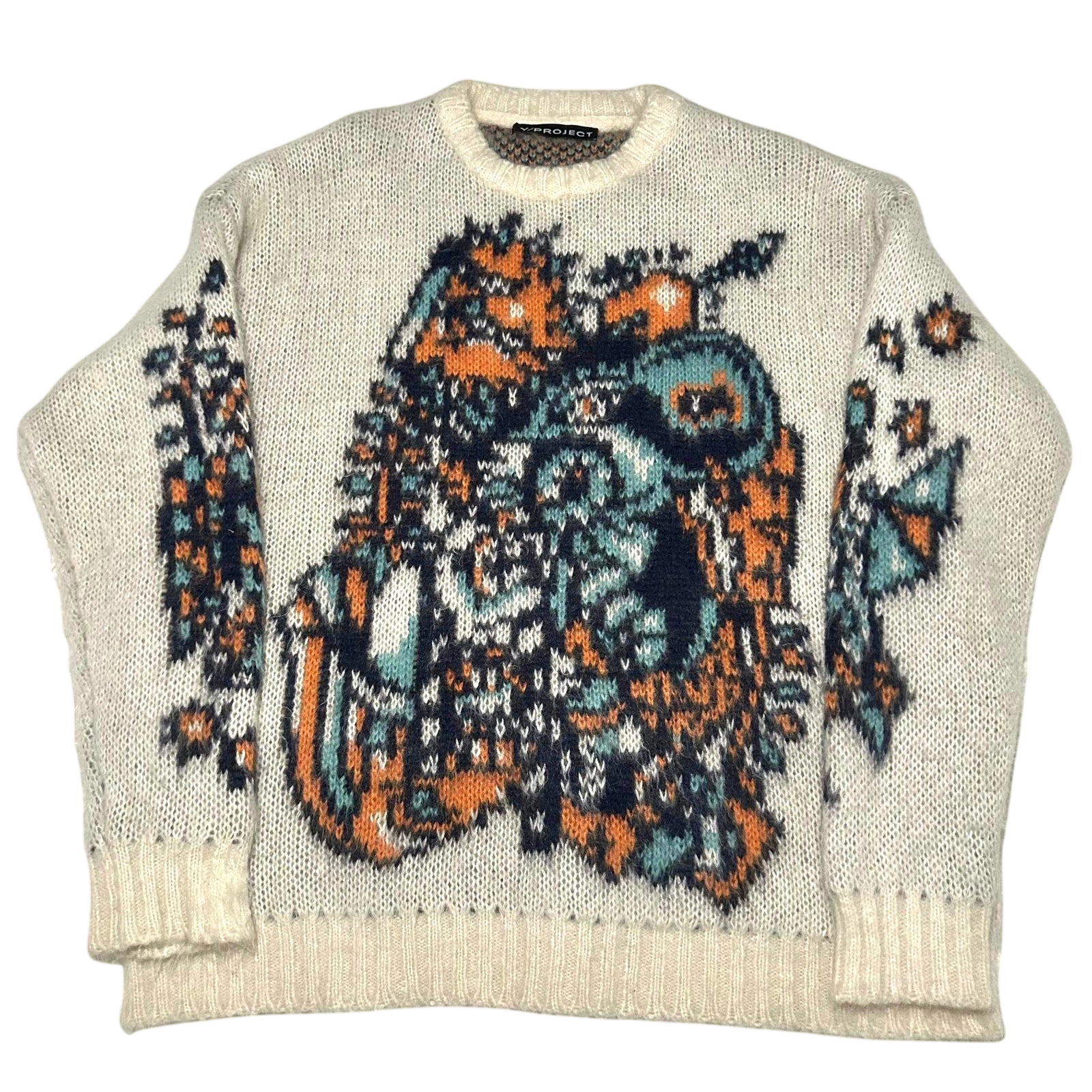 Y/Project White Jacquard Motif Mohair Sweatshirt (Fits XXL)