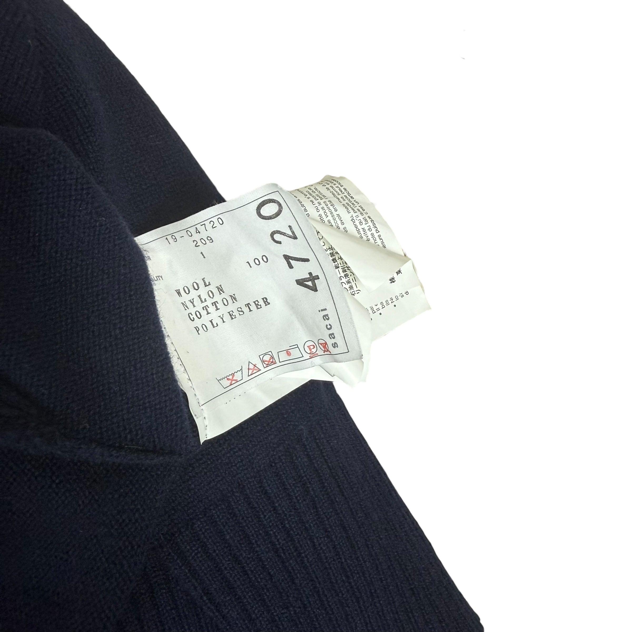 Sacai AW19 MA-1 Docking Wool Knit Zip-Up Midi Dress Navy (Size 1/S) thumbnail 12