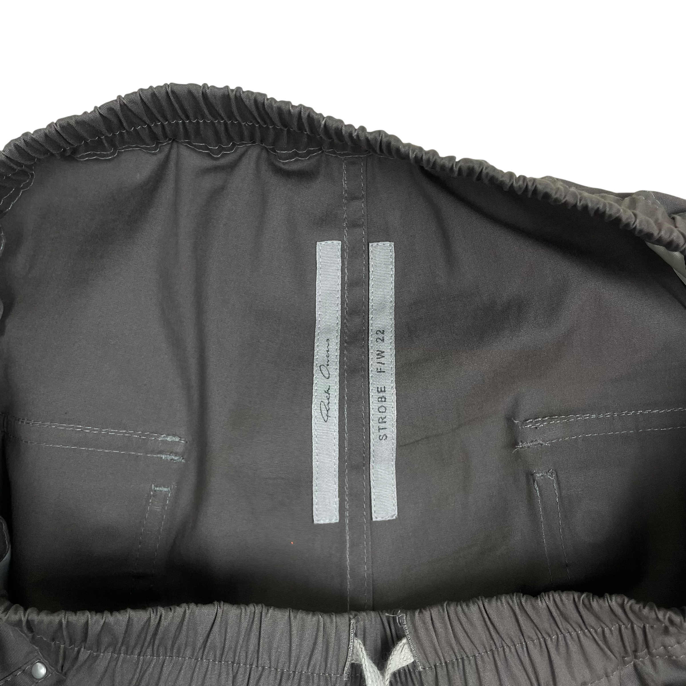 Rick Owens FW22 Strobe Bela Drop Crotch Nylon Zip Trousers ‘Dust’ Grey (Size 50/L) thumbnail 2
