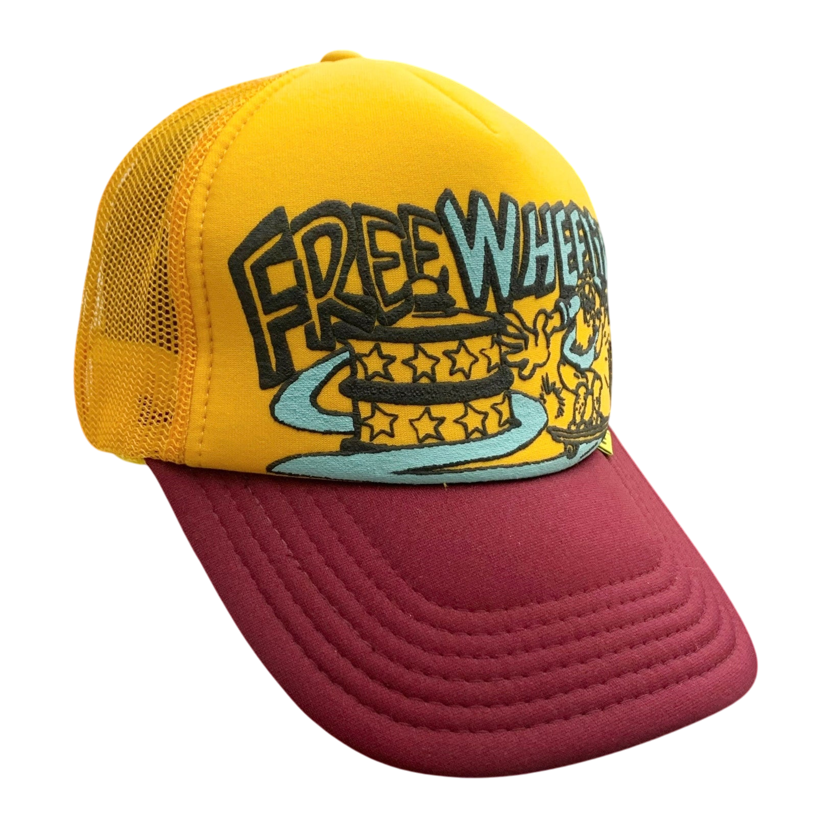 Kapital ‘Free Wheelin’ Trucker Cap Yellow/Burgundy