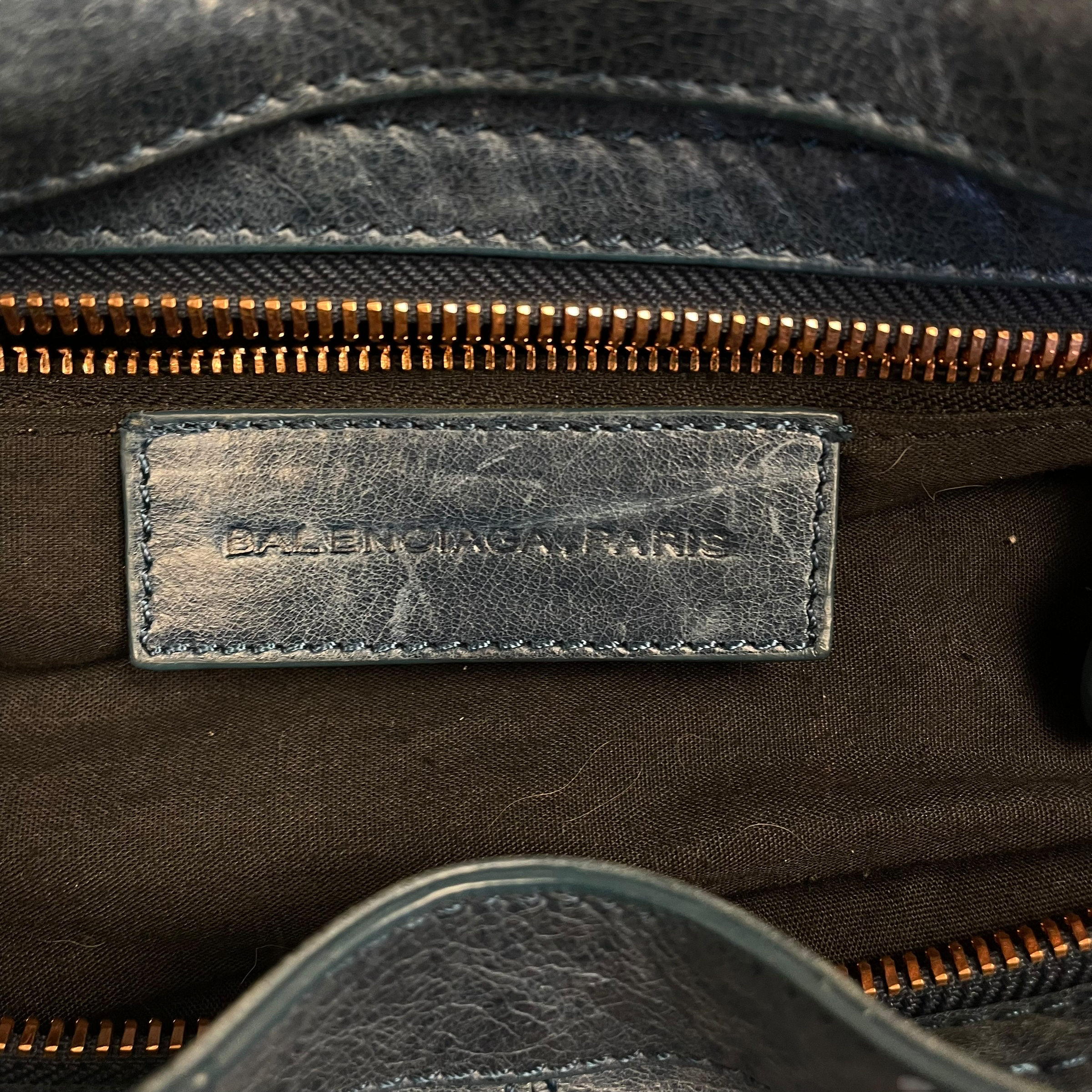 Balenciaga Brass Hardware Leather City Bag Blue thumbnail 7