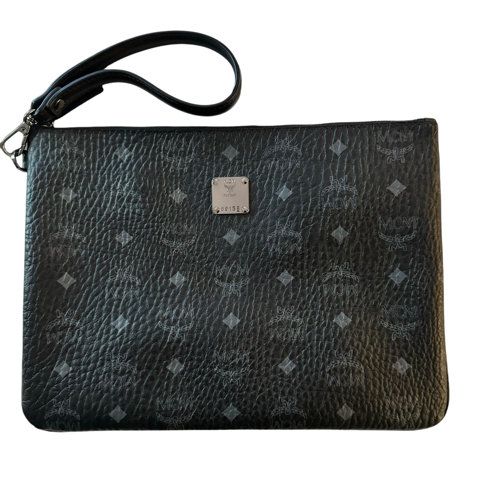 MCM Visetos Pattern Leather Clutch Bag Black thumbnail 4