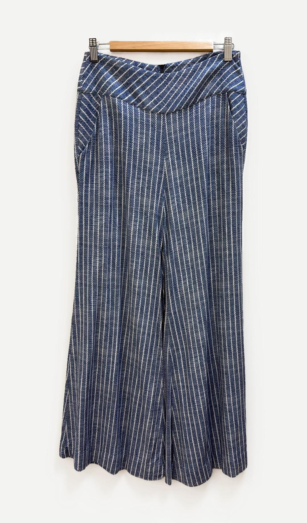 Once Was Melbourne Blue White Stripe Flare Pants