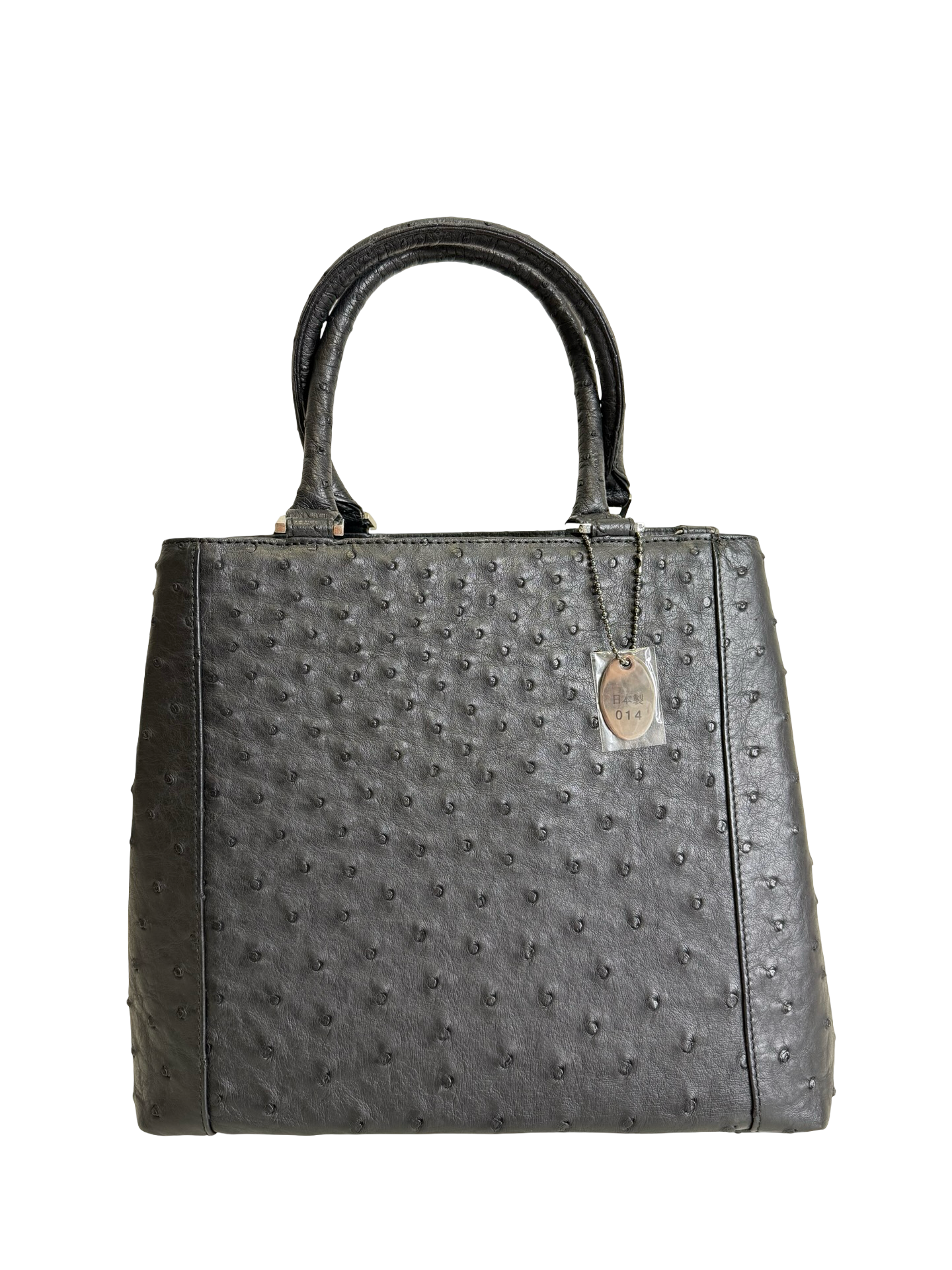 Genuine Full Quill Ostrich Leather Handbag – Black