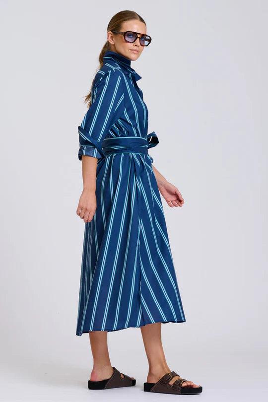 Shirty Navy Green Stripe Long Dress - XS thumbnail 2