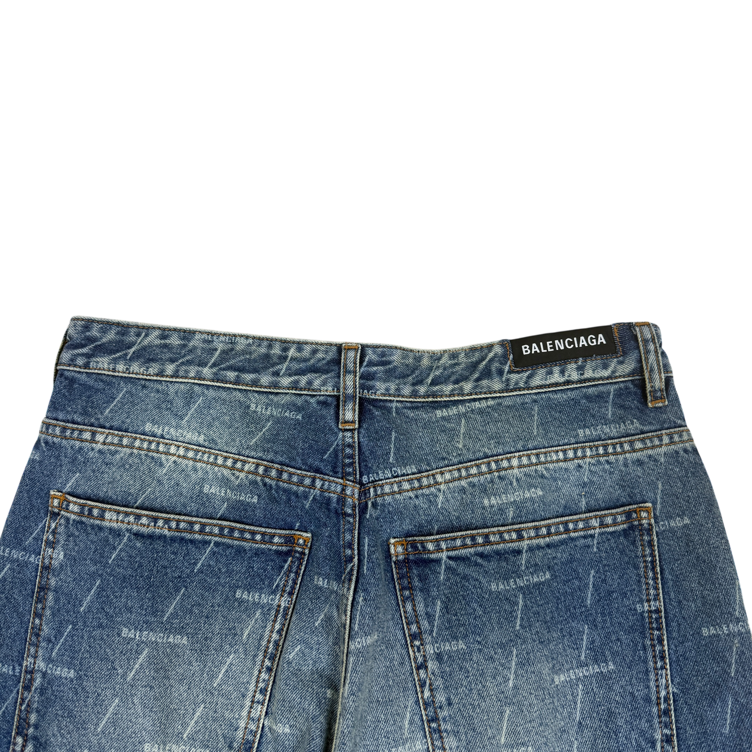 Balenciaga Monogram-Print Straight-Leg Washed Jeans (Size 32”) thumbnail 5
