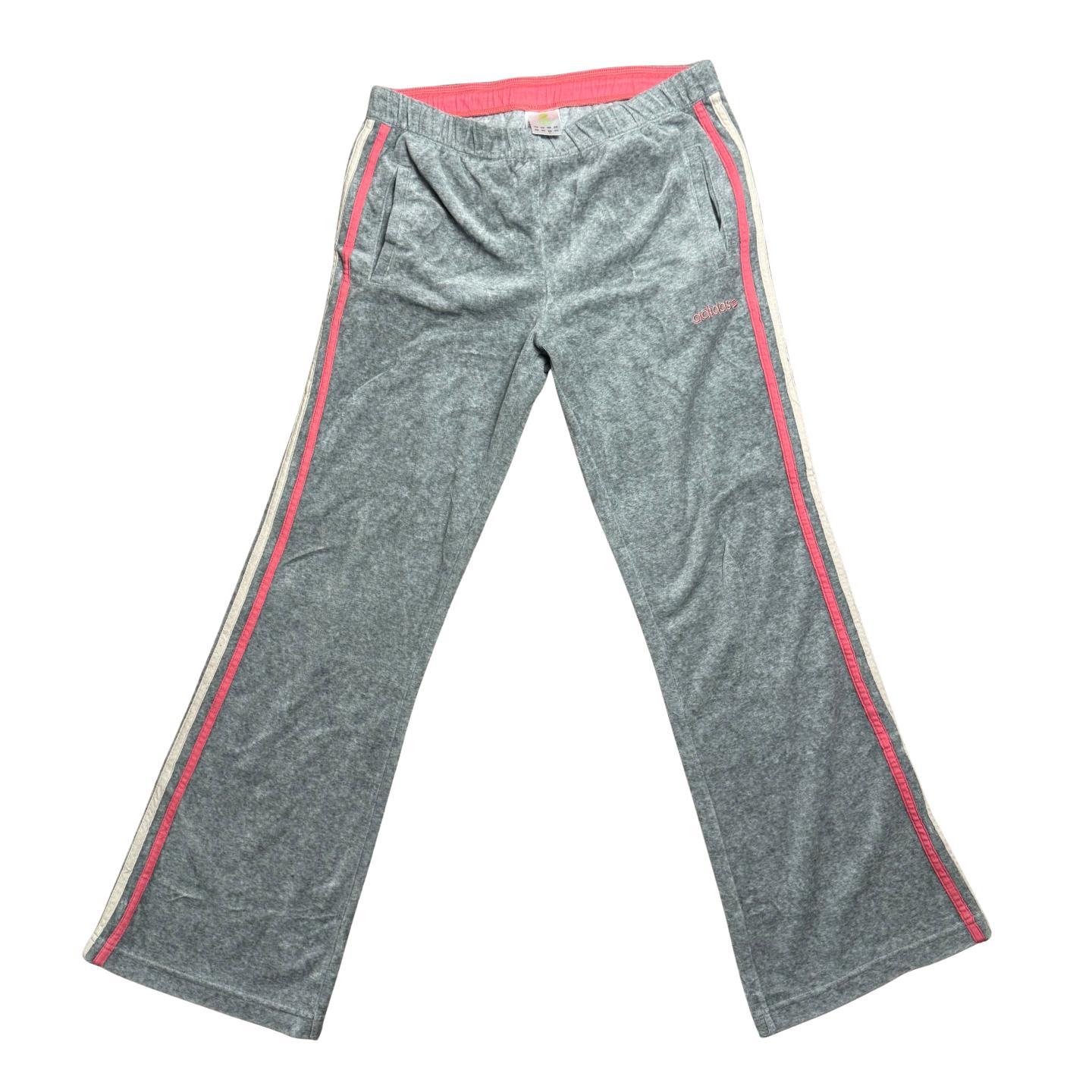 Grey low waisted Adidas Velour Track Pants