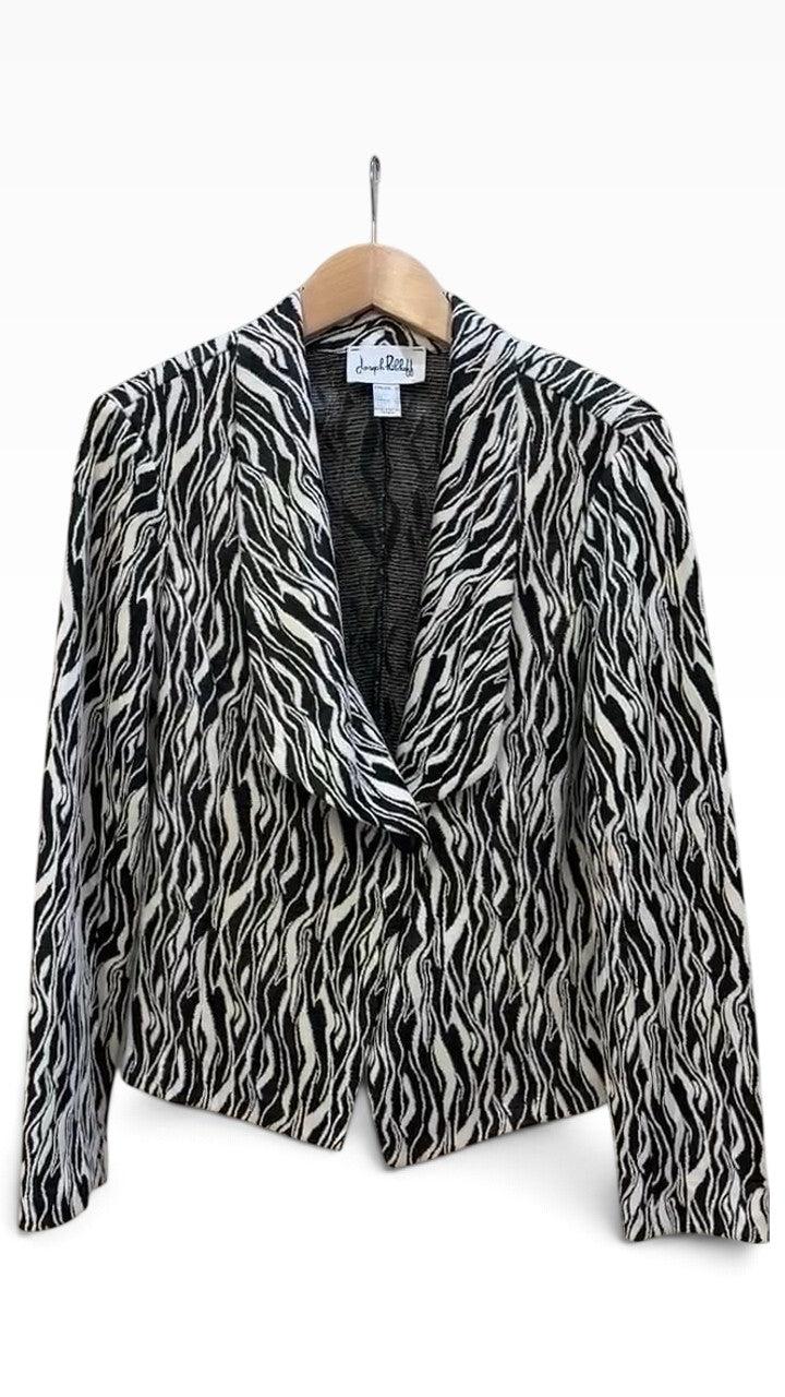 Joseph Ribkoff Black White Zebra Print Blazer 12
