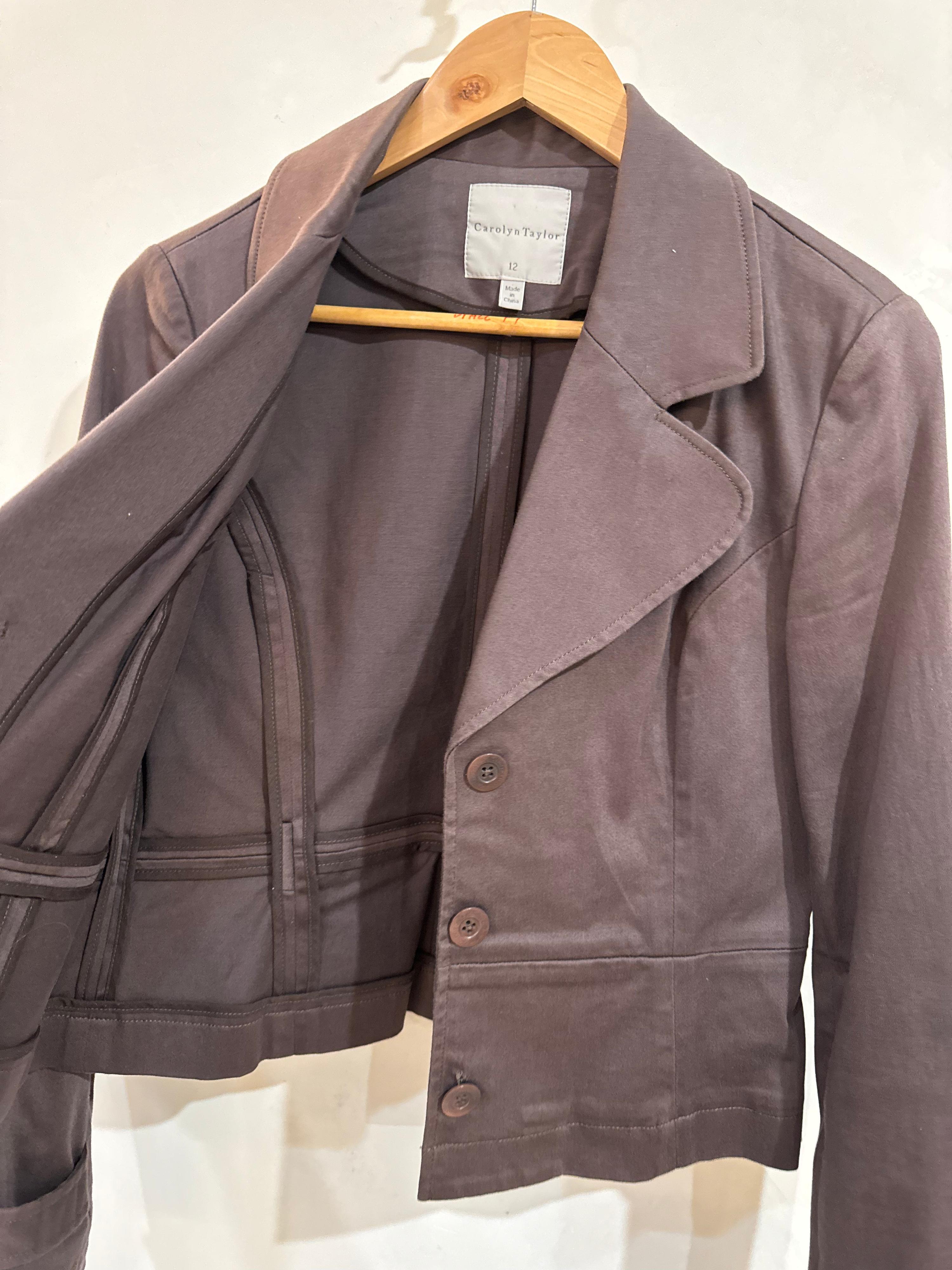 Vintage Carolyn Taylor Taupe Crop Jacket Size 12 thumbnail 3