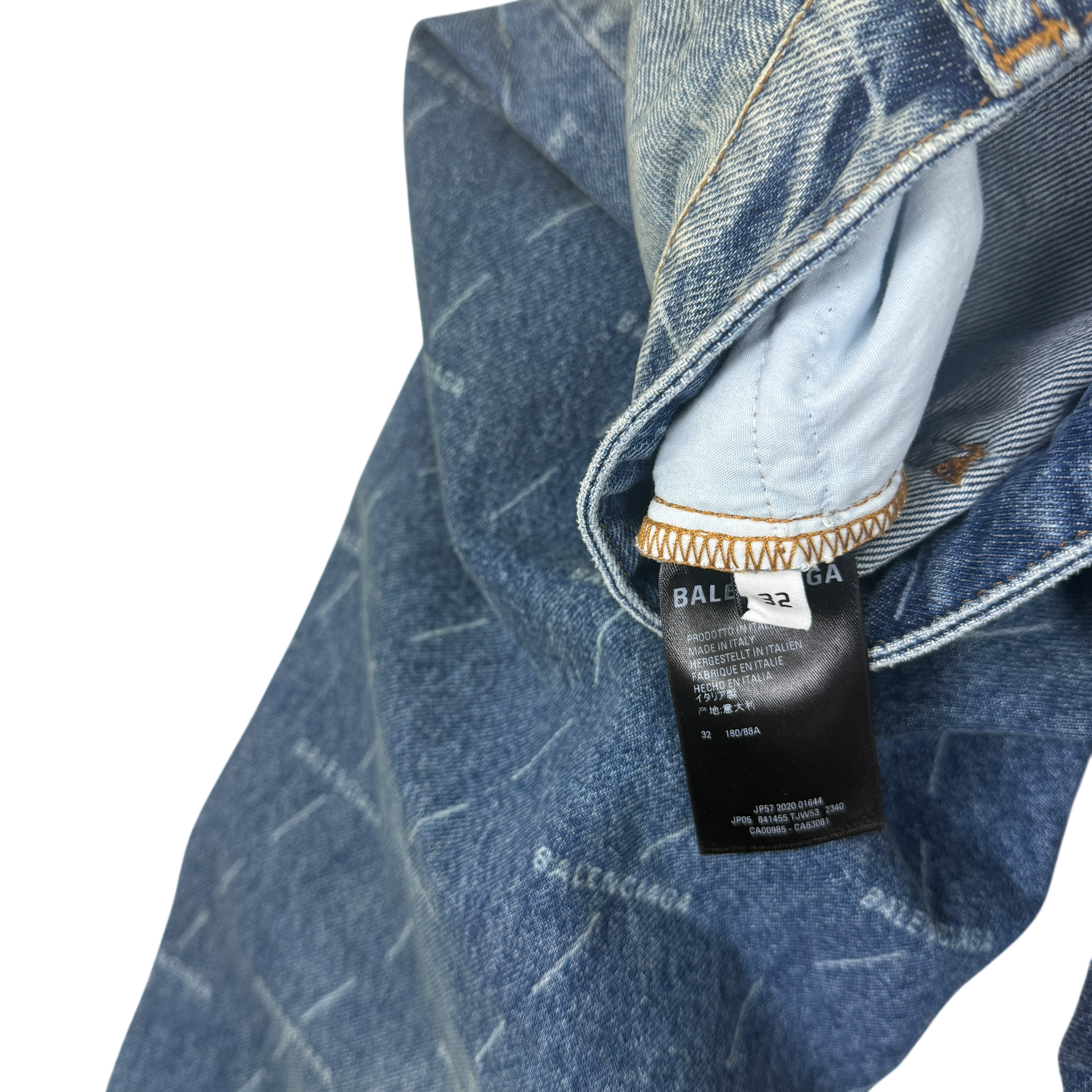 Balenciaga Monogram-Print Straight-Leg Washed Jeans (Size 32”) thumbnail 6