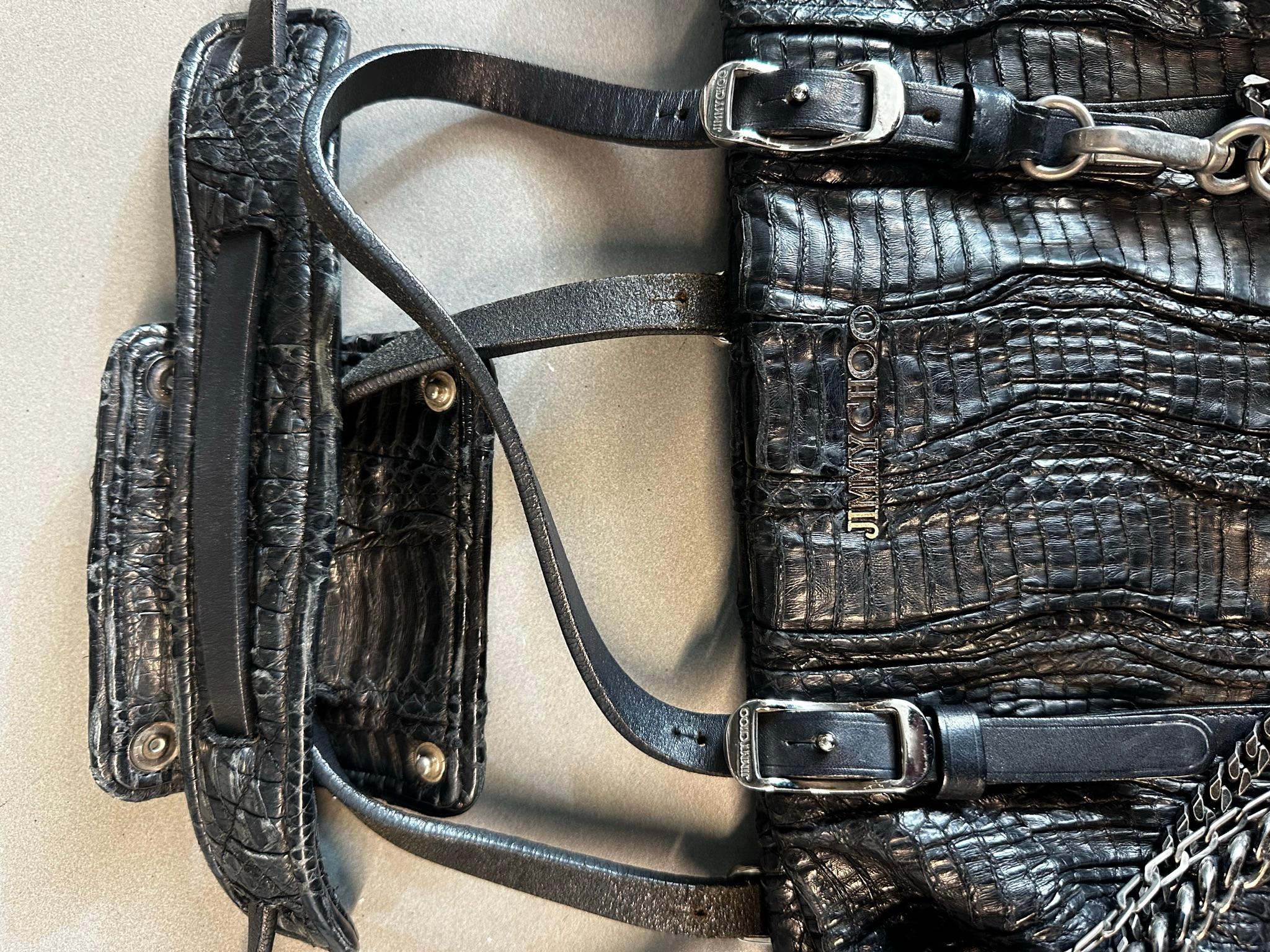 Jimmy Choo Snake Print Leather Shoulder Bag Black (Size O/S) thumbnail 2