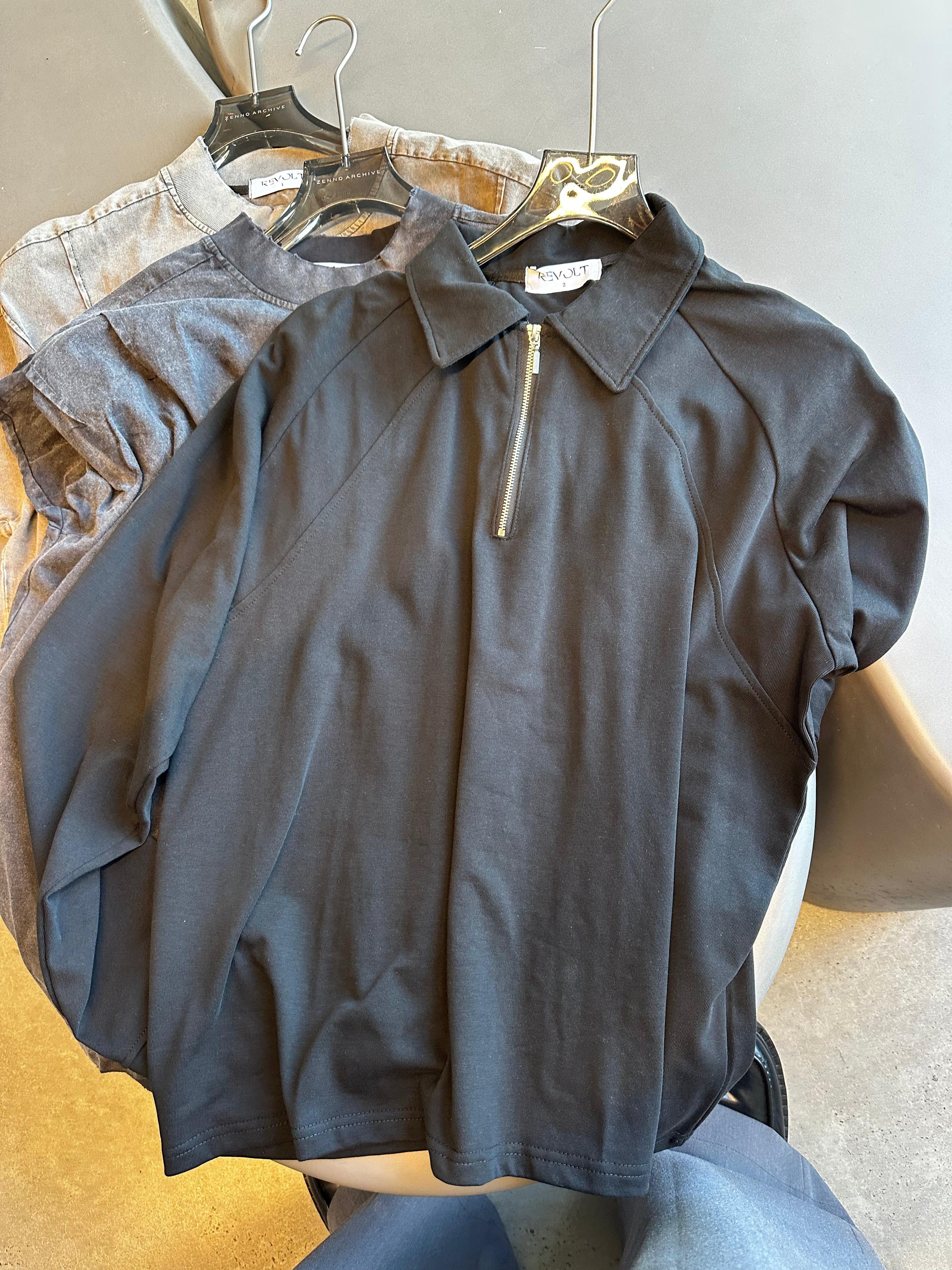 Revolt Quarter-Zip Polo Shirt Black - 1