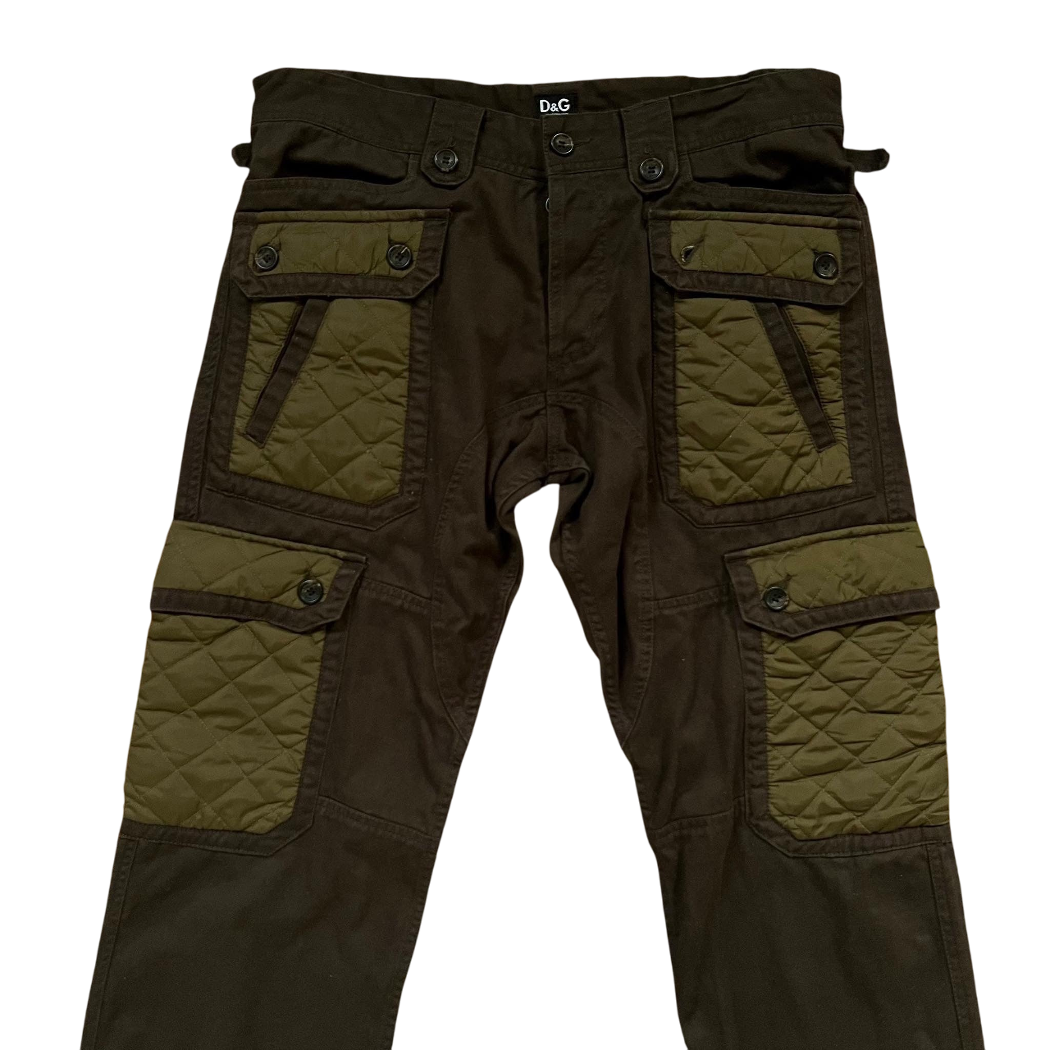 Vintage Dolce & Gabbana Heavy 8-Pocket Brown / Khaki Military Cargo Pants (Fits 32/34") thumbnail 3