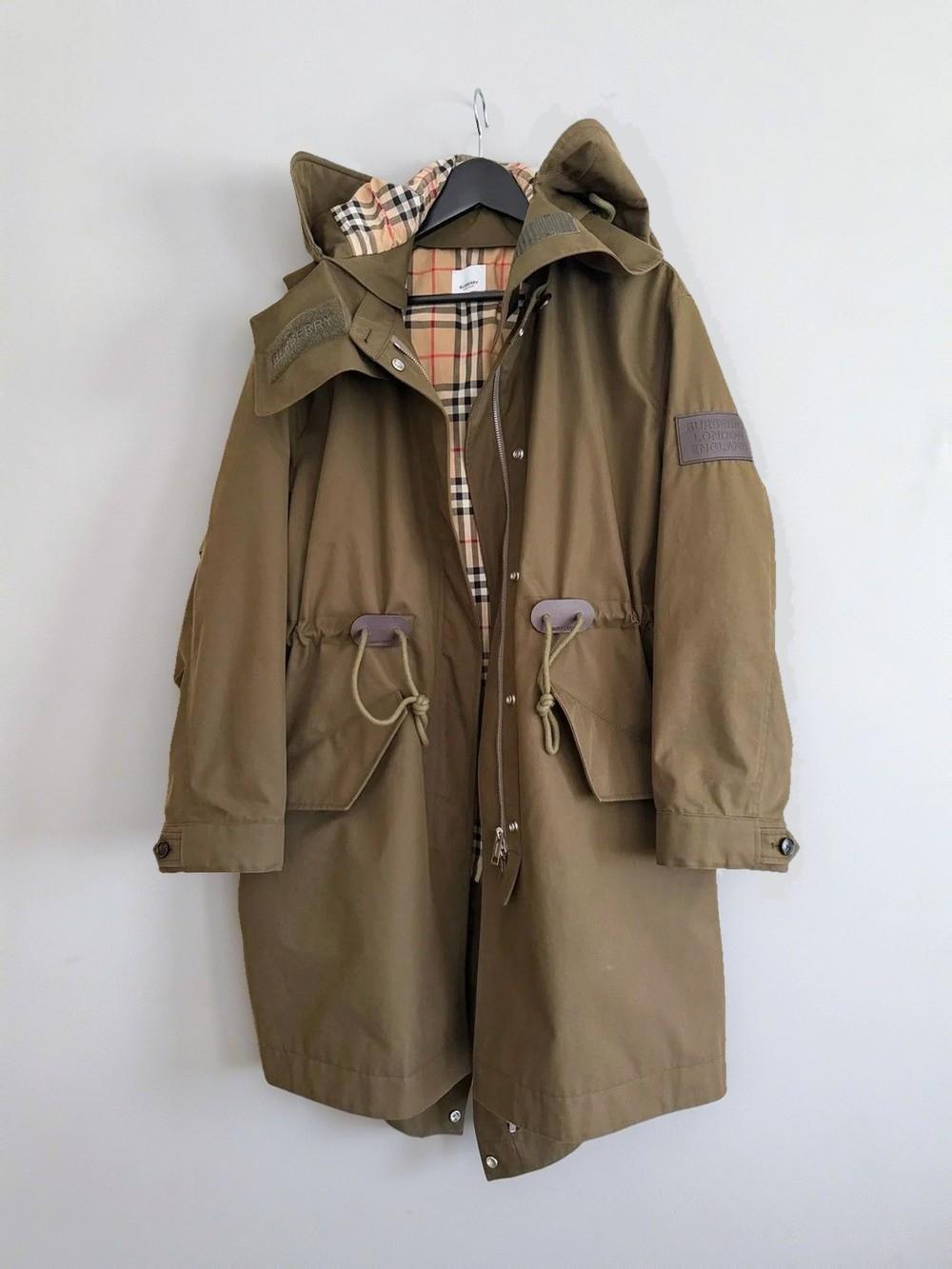 Burberry Check Lined Hooded Parka