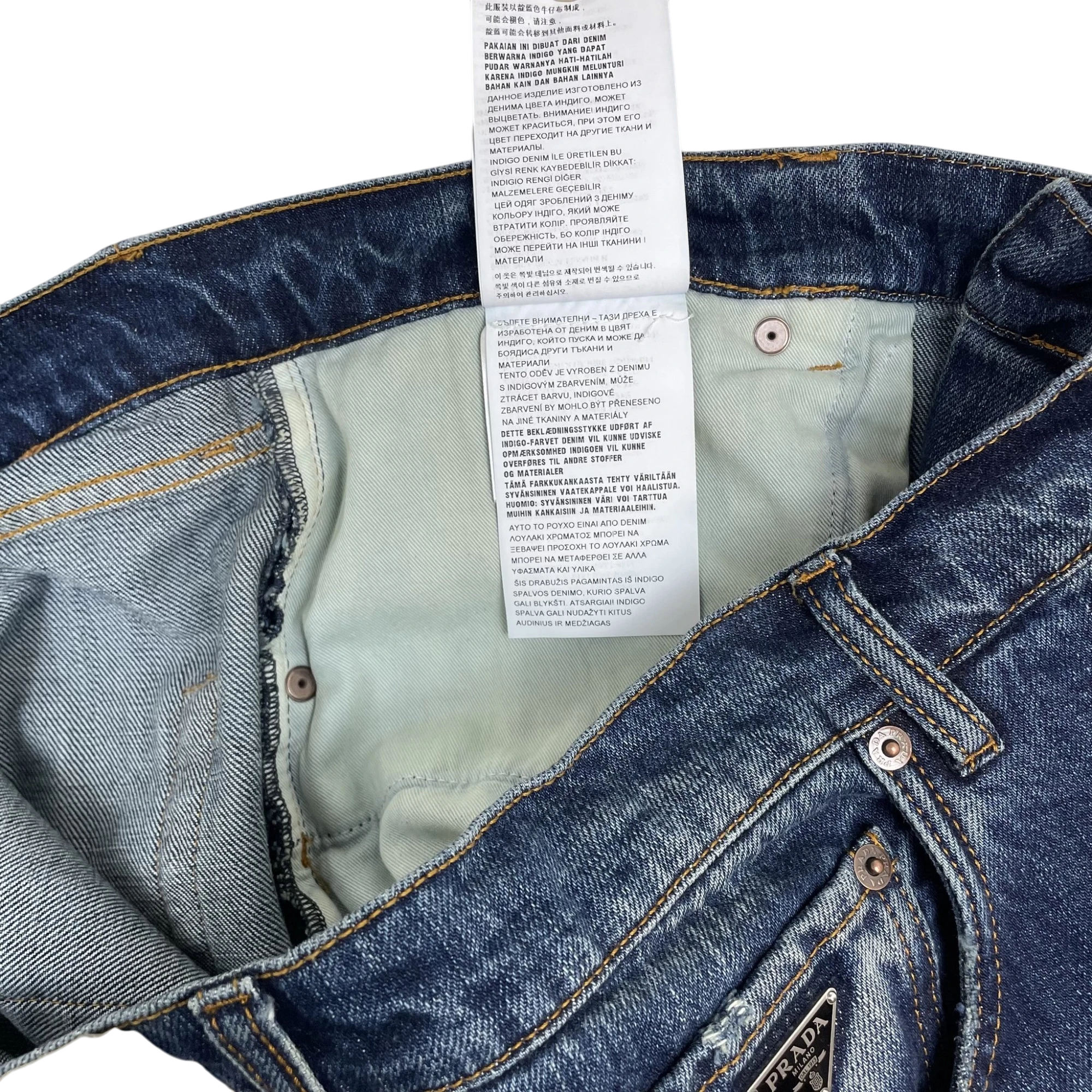 Prada Triangle Plaque Logo Jeans Washed Blue (Size 35”) thumbnail 7