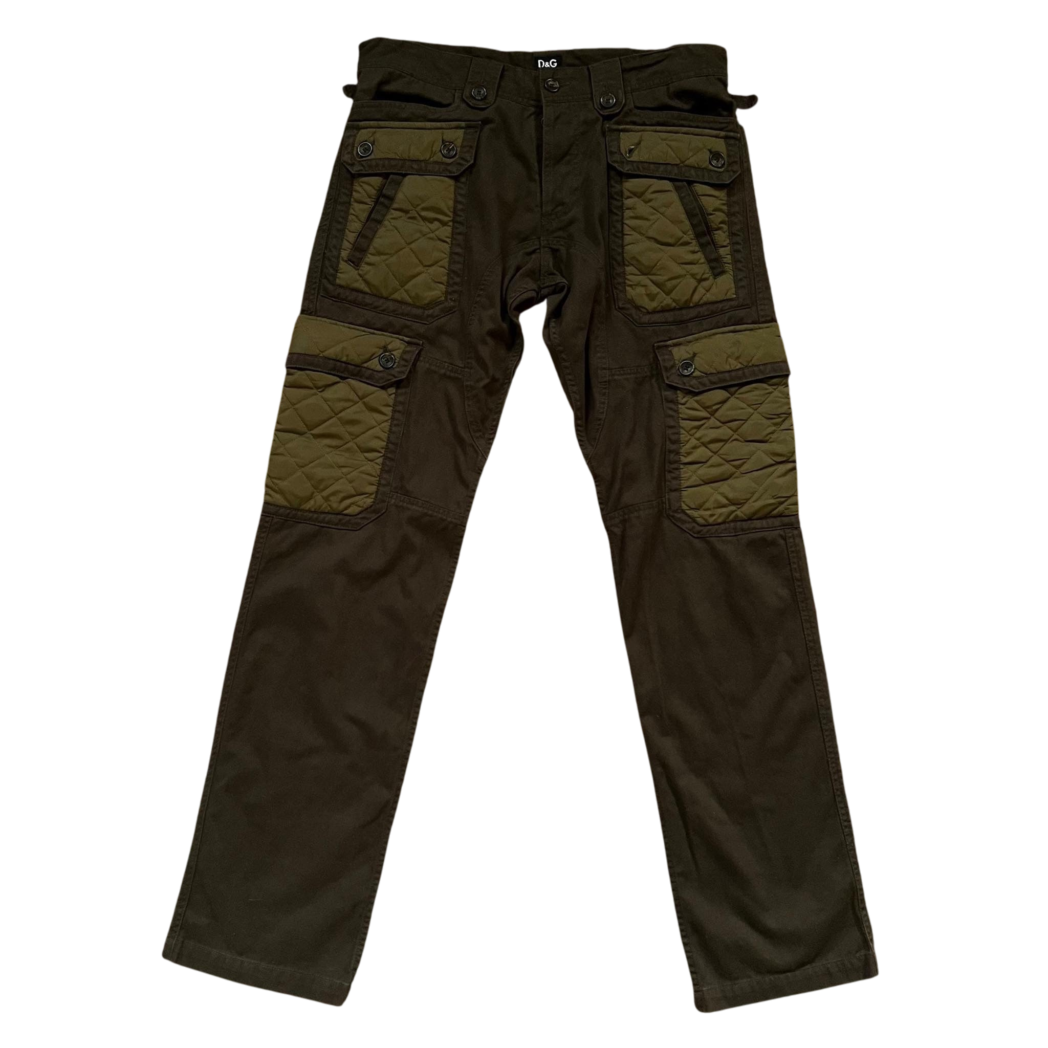 Vintage Dolce & Gabbana Heavy 8-Pocket Brown / Khaki Military Cargo Pants (Fits 32/34")