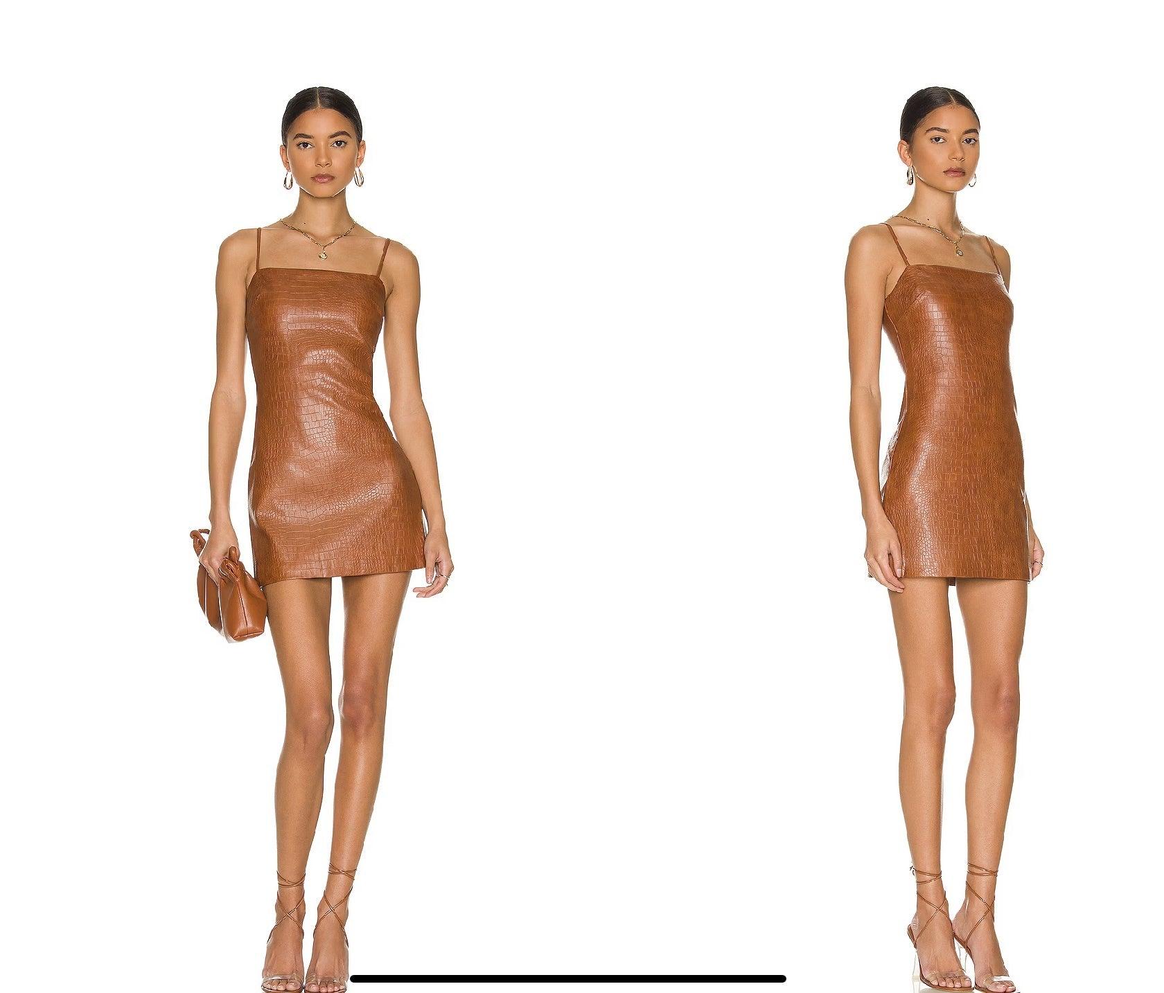 Bardot Tan Croc Mini Dress 10