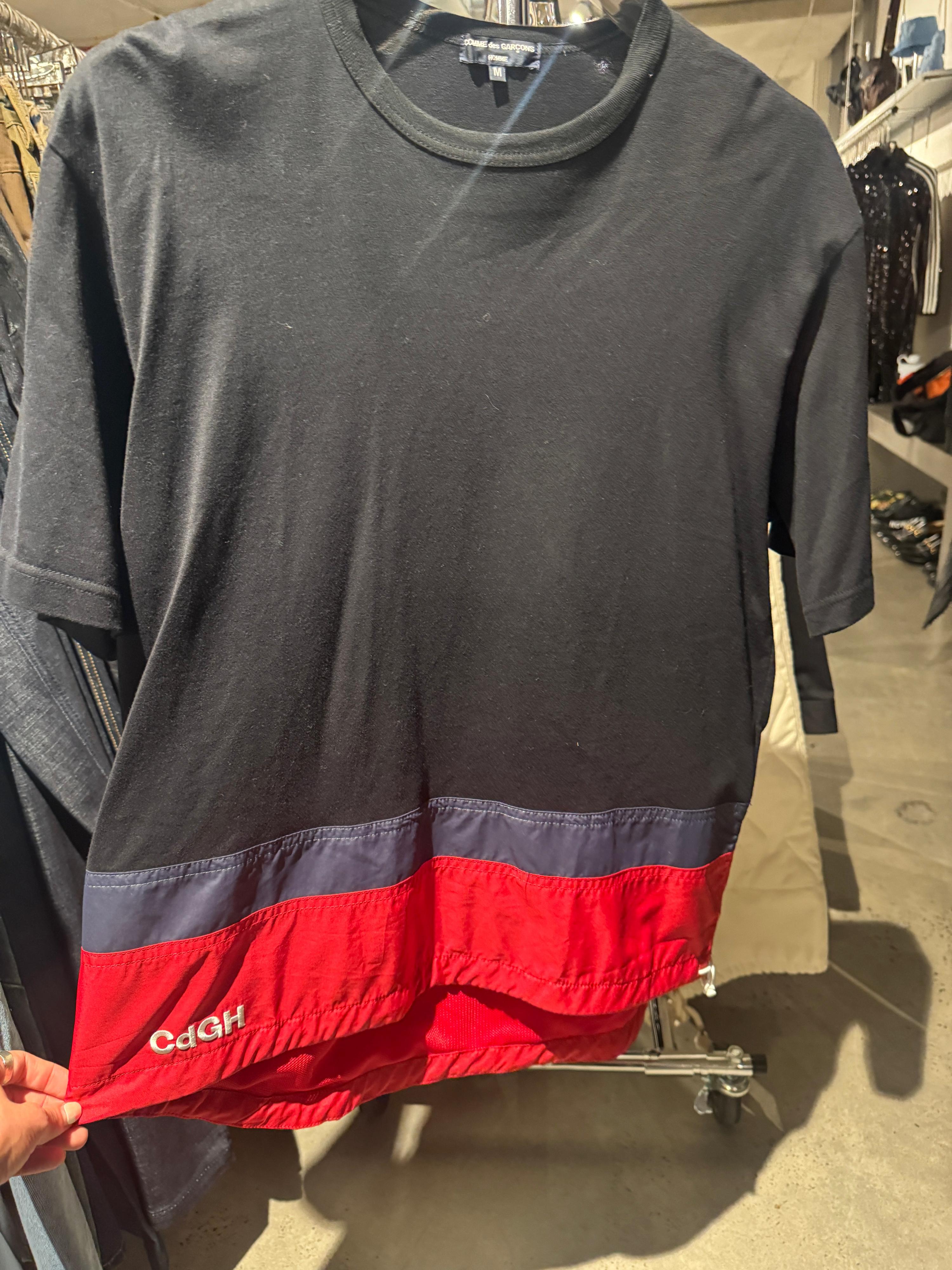 Comme Des Garçons Homme AD2019 Colour Block T-Shirt Black / Red (Size M)