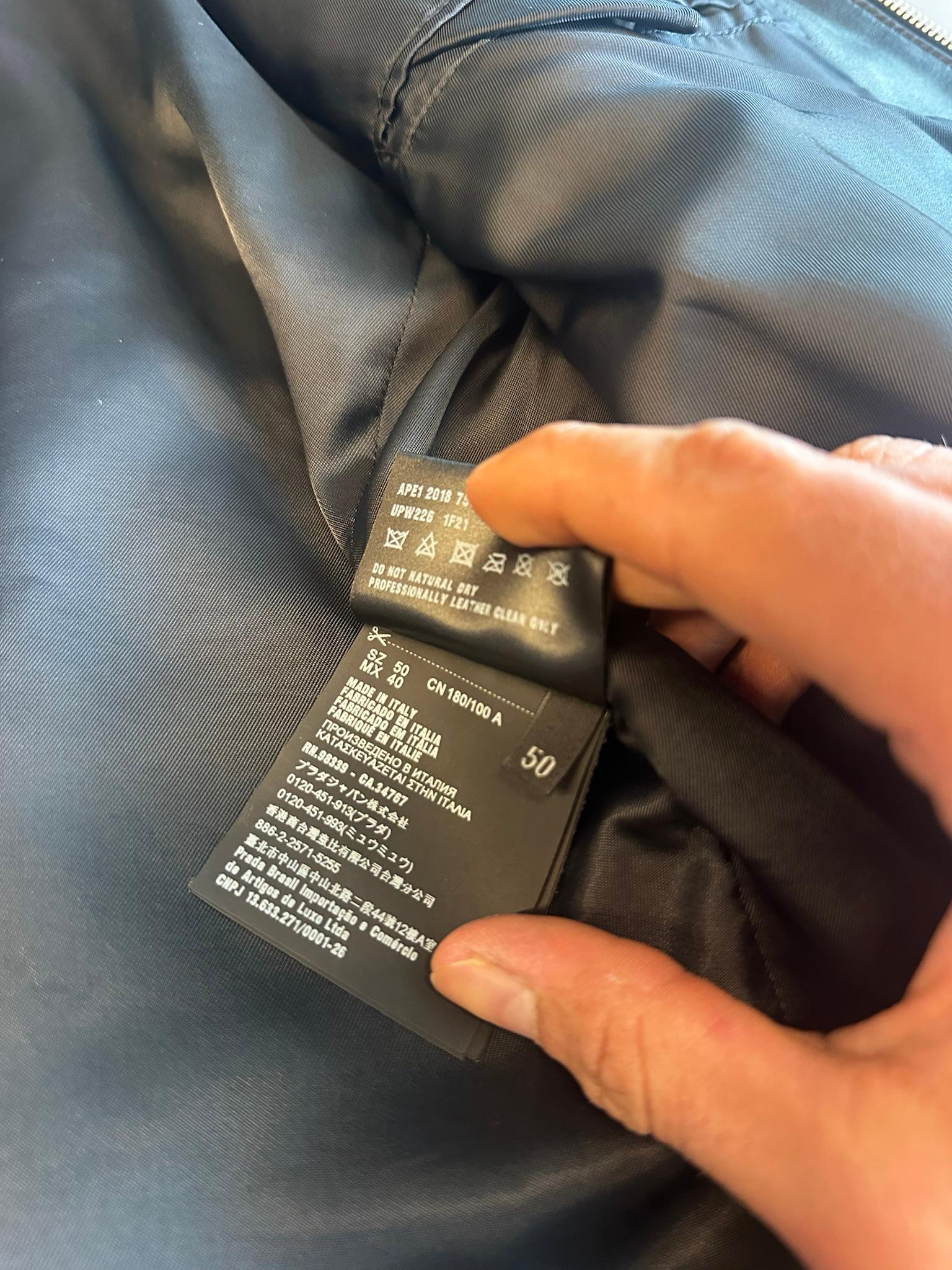 Prada Lambskin Leather Cafe Racer Moto Jacket Black (Size 50/L) thumbnail 4