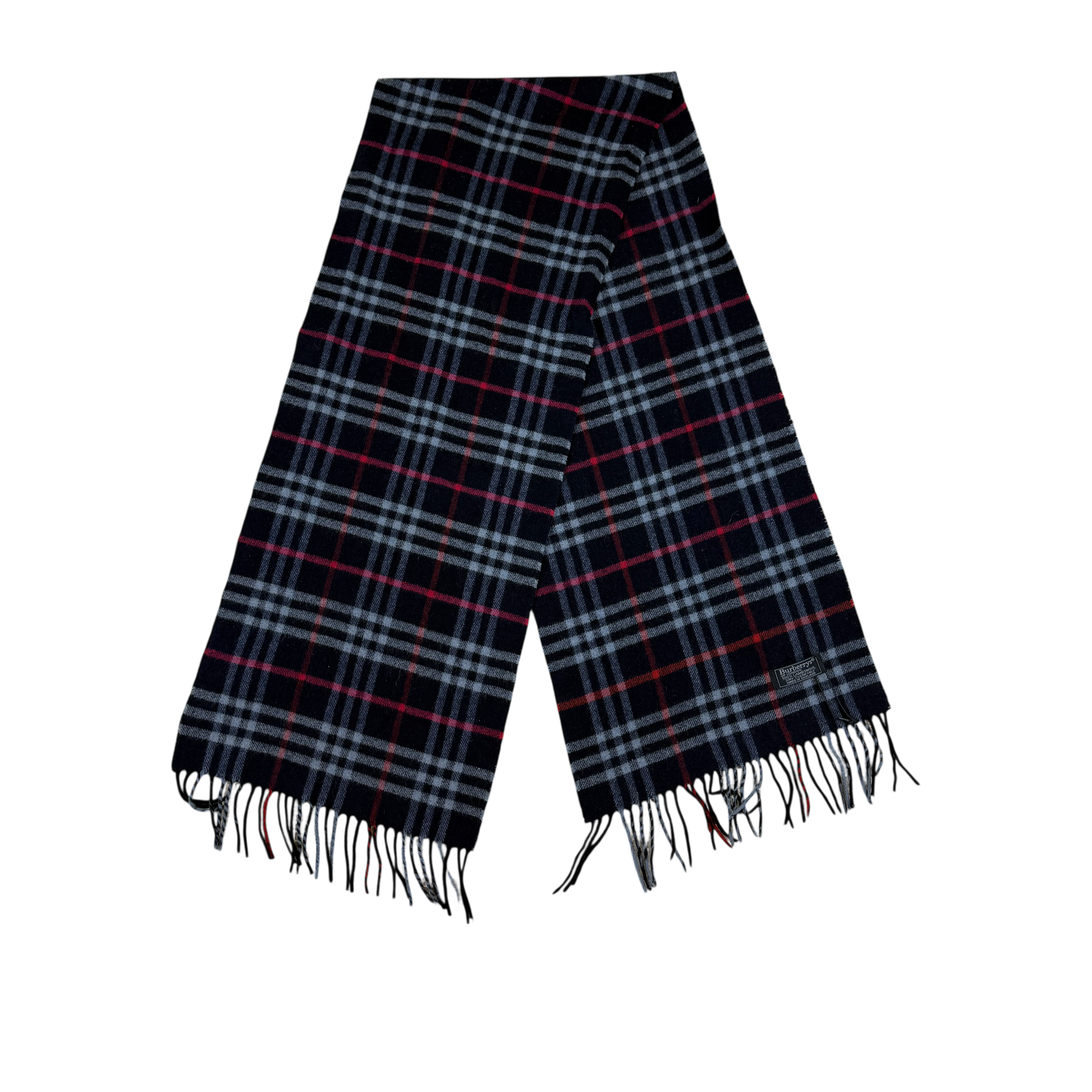 Burberry 90s Wool Nova Check Scarf Navy
