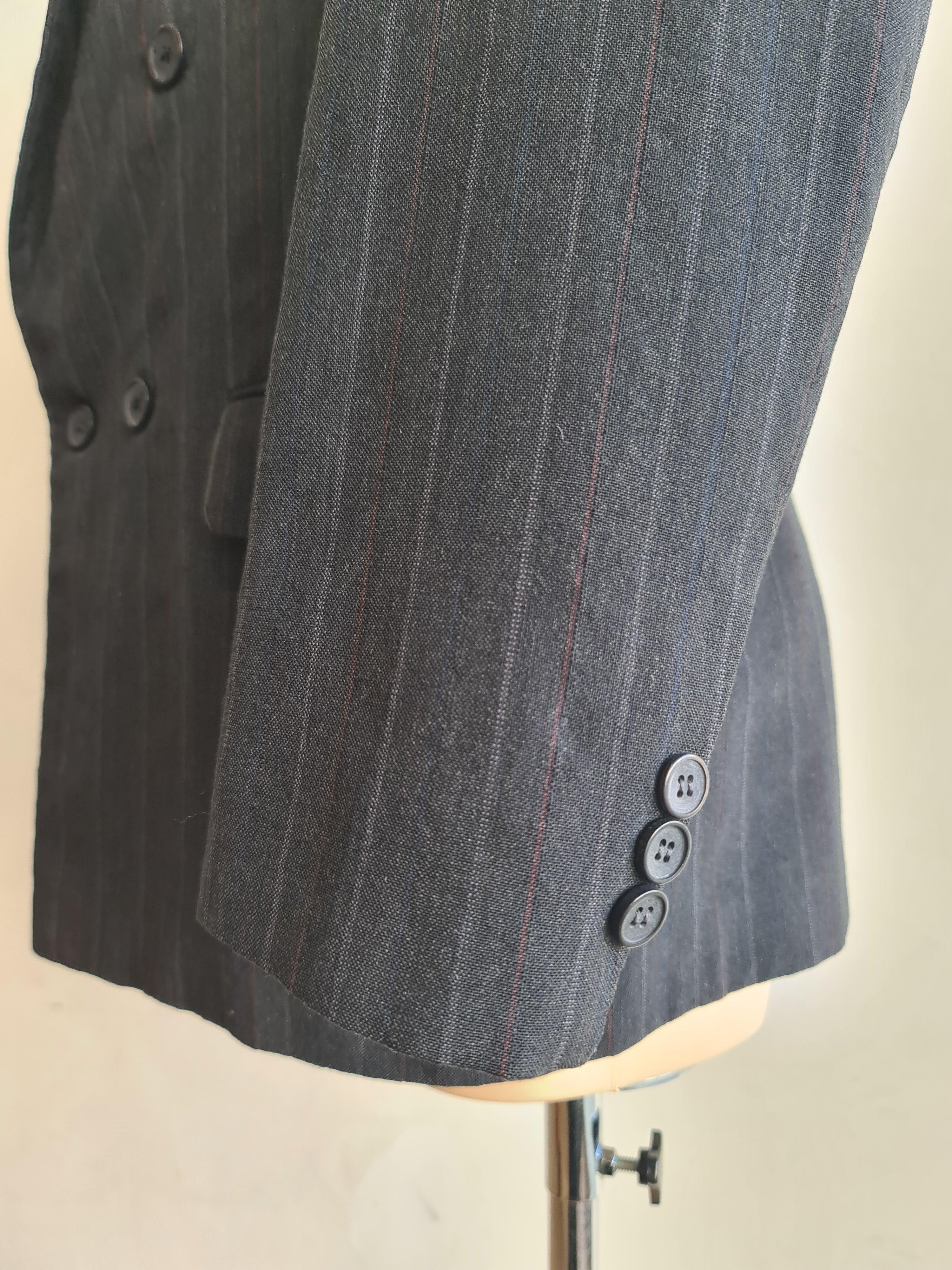 Vintage Caesar Dark Grey pinstripe Blazer - size L thumbnail 8