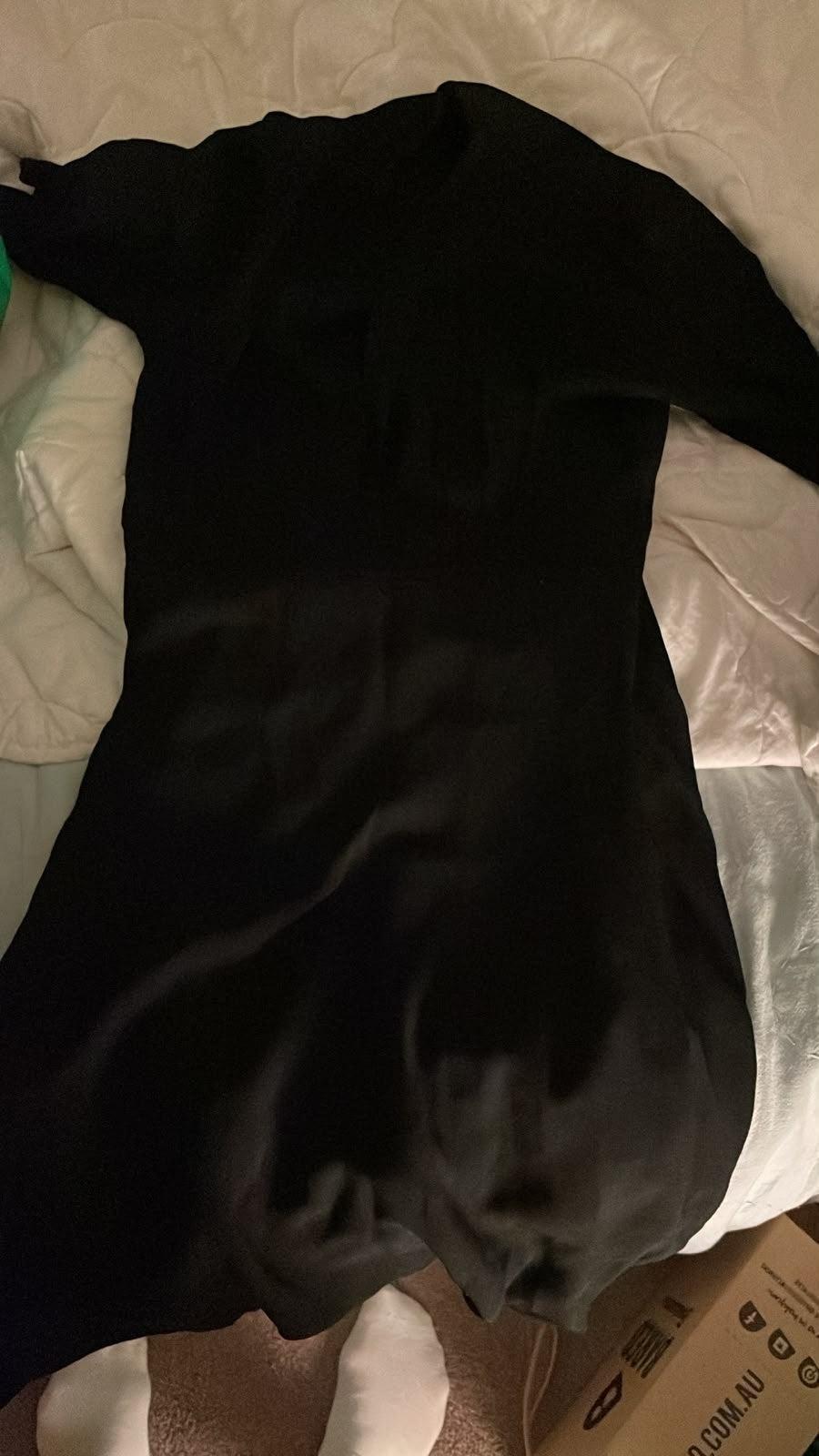 No Brand Black Vintage Wool Crepe Dress 10-12