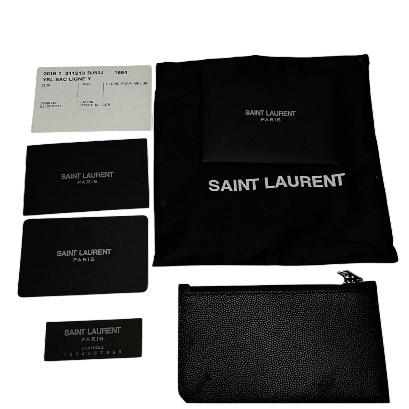 Saint Laurent Grained Leather Fragment Zip Card Case Black thumbnail 2