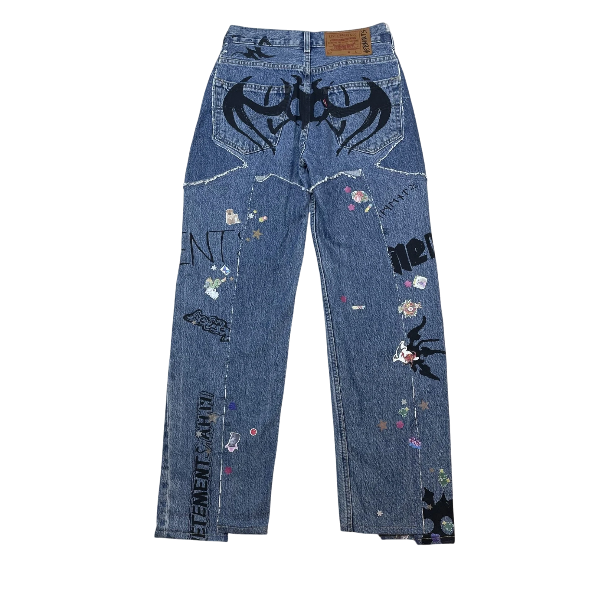 Levi’s x Vetements AW19 Tribal Sticker Patchwork Jeans Blue (Size XS) thumbnail 3