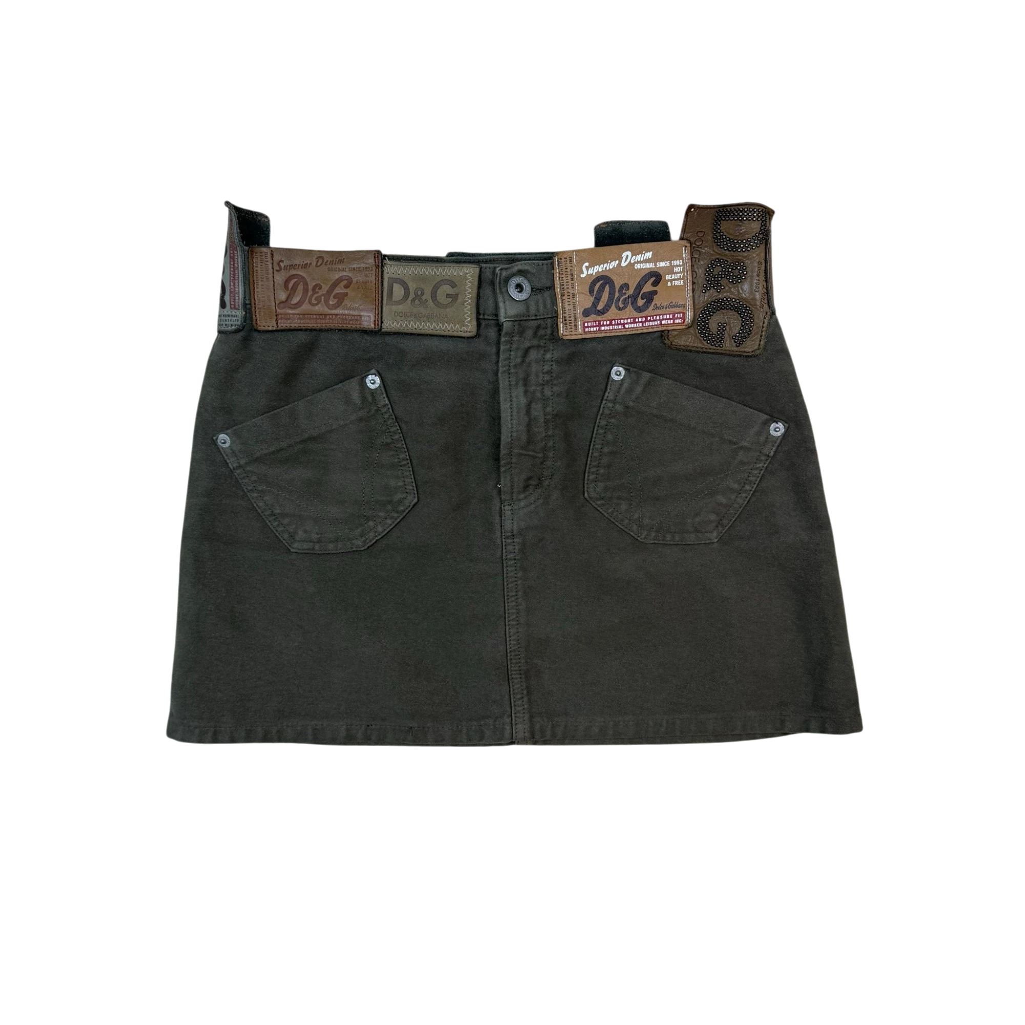 Dolce & Gabbana AW03 Multi Tag Skirt Khaki Green (Size EU38)