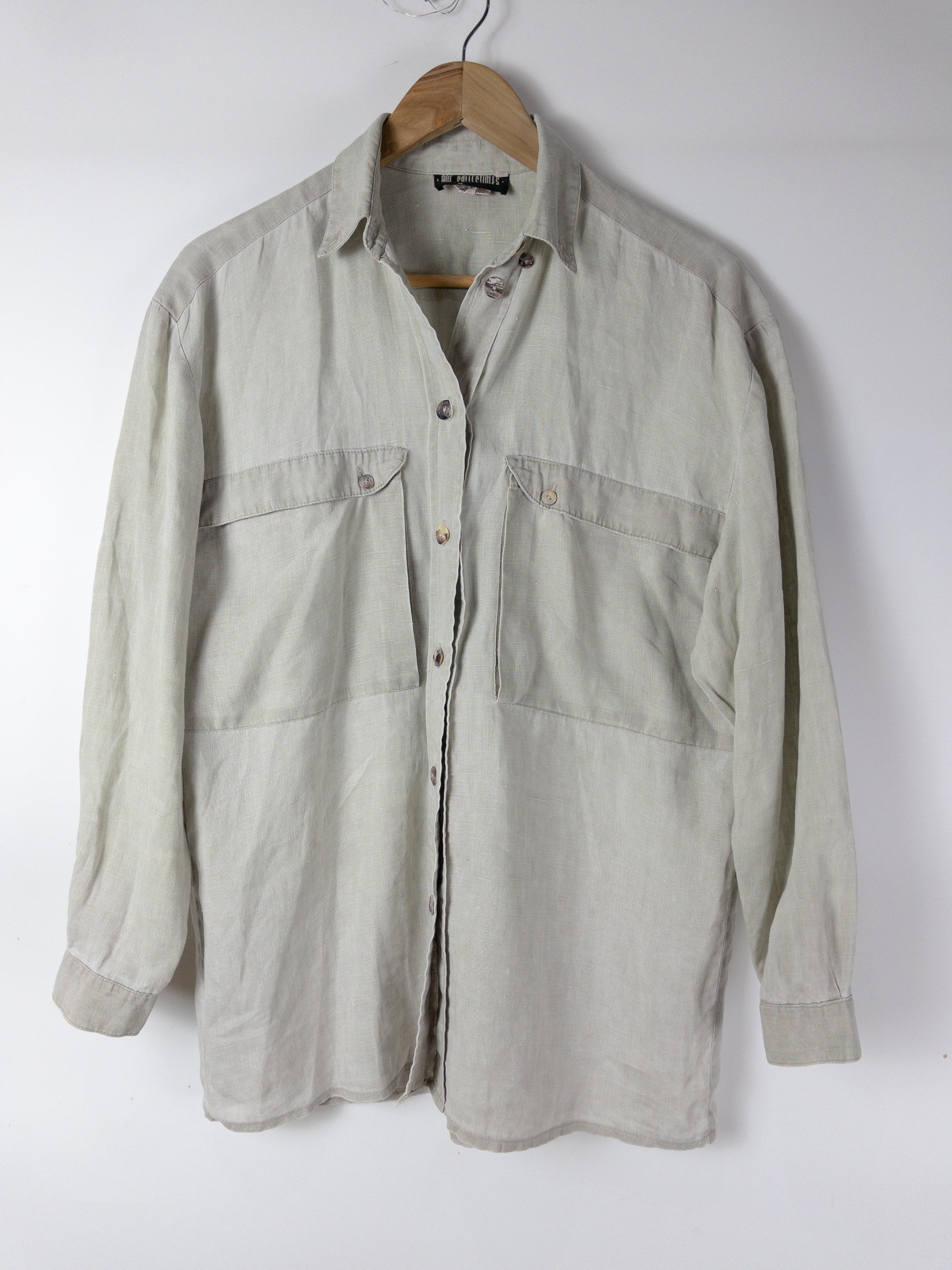Vintage CUE Khaki Oversized Sage Linen Shirt Size 10 thumbnail 2