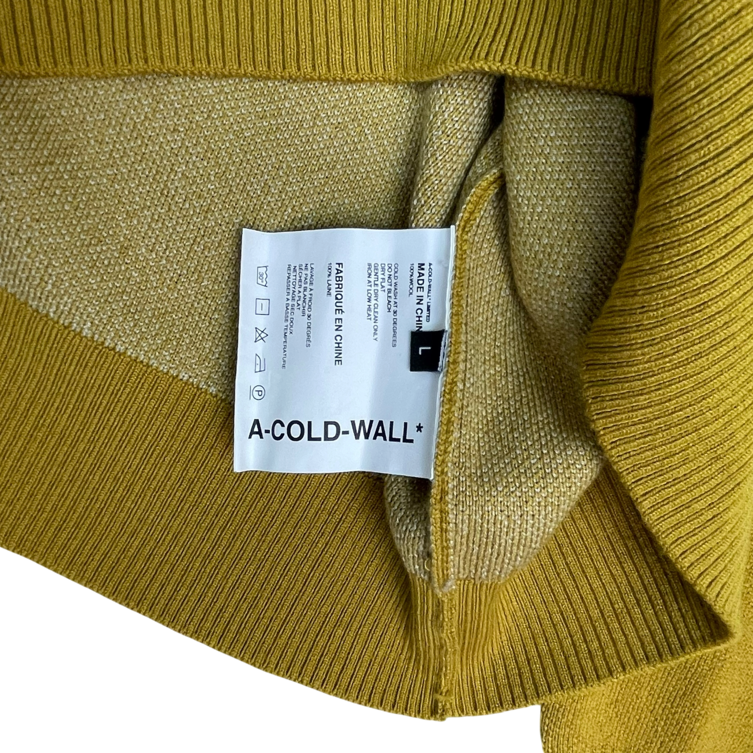A-COLD-WALL* (ACW) Terrain Wool Knit Crewneck Sweatshirt Yellow (Size L) thumbnail 4
