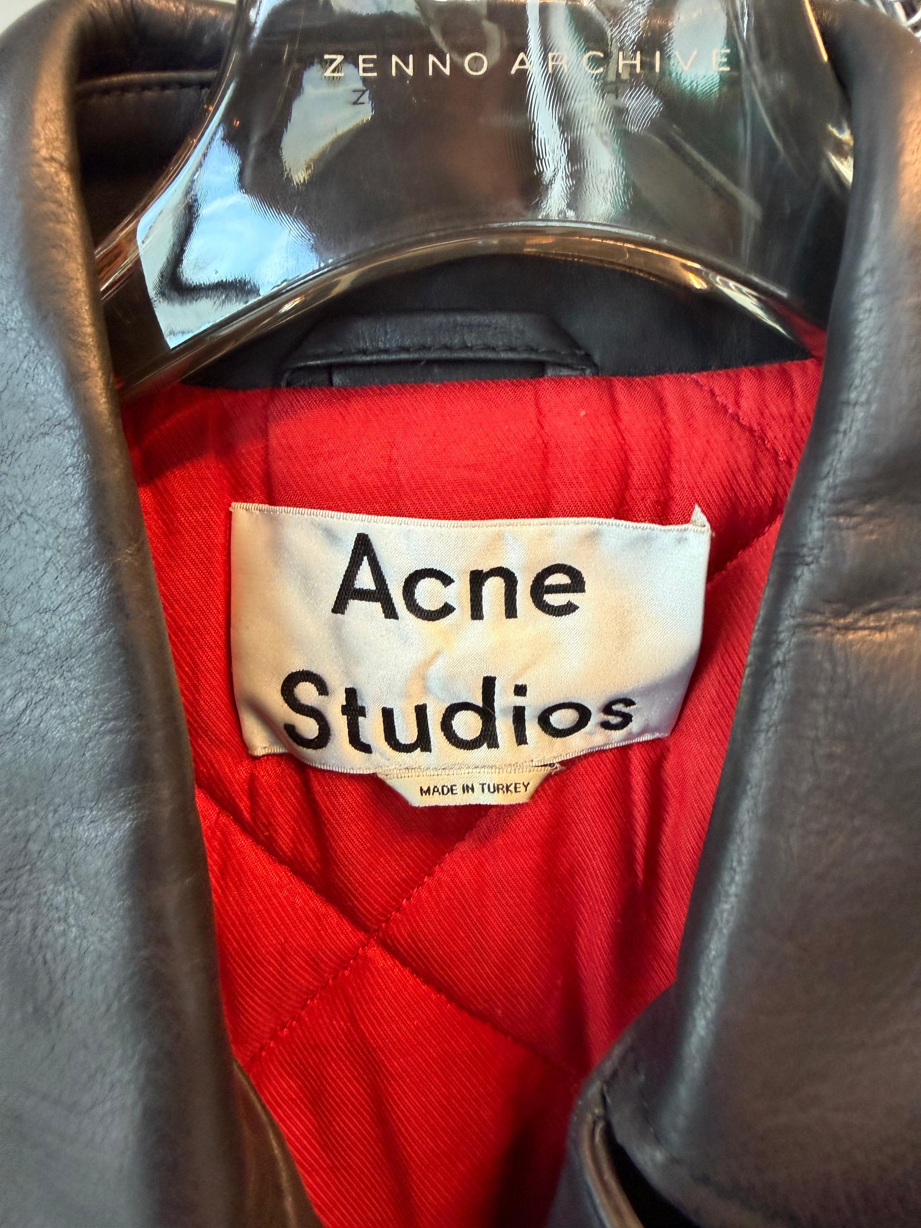 Acne Studios Morely Oversized Leather Biker Jacket (Size 36) thumbnail 2