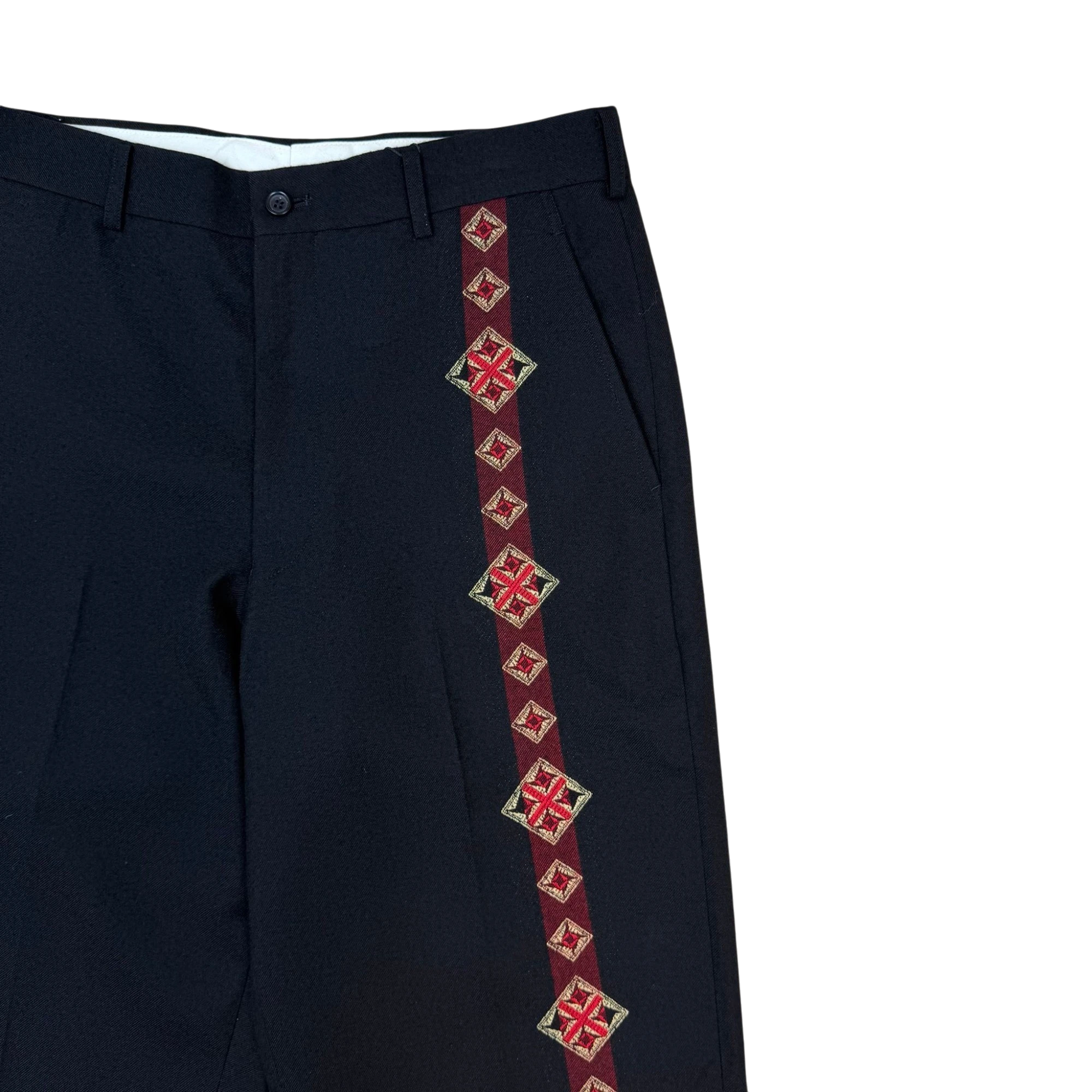 Comme Des Garcons Homme Plus AD2006 Aztec Print Wool Pants Black (Size M) thumbnail 2