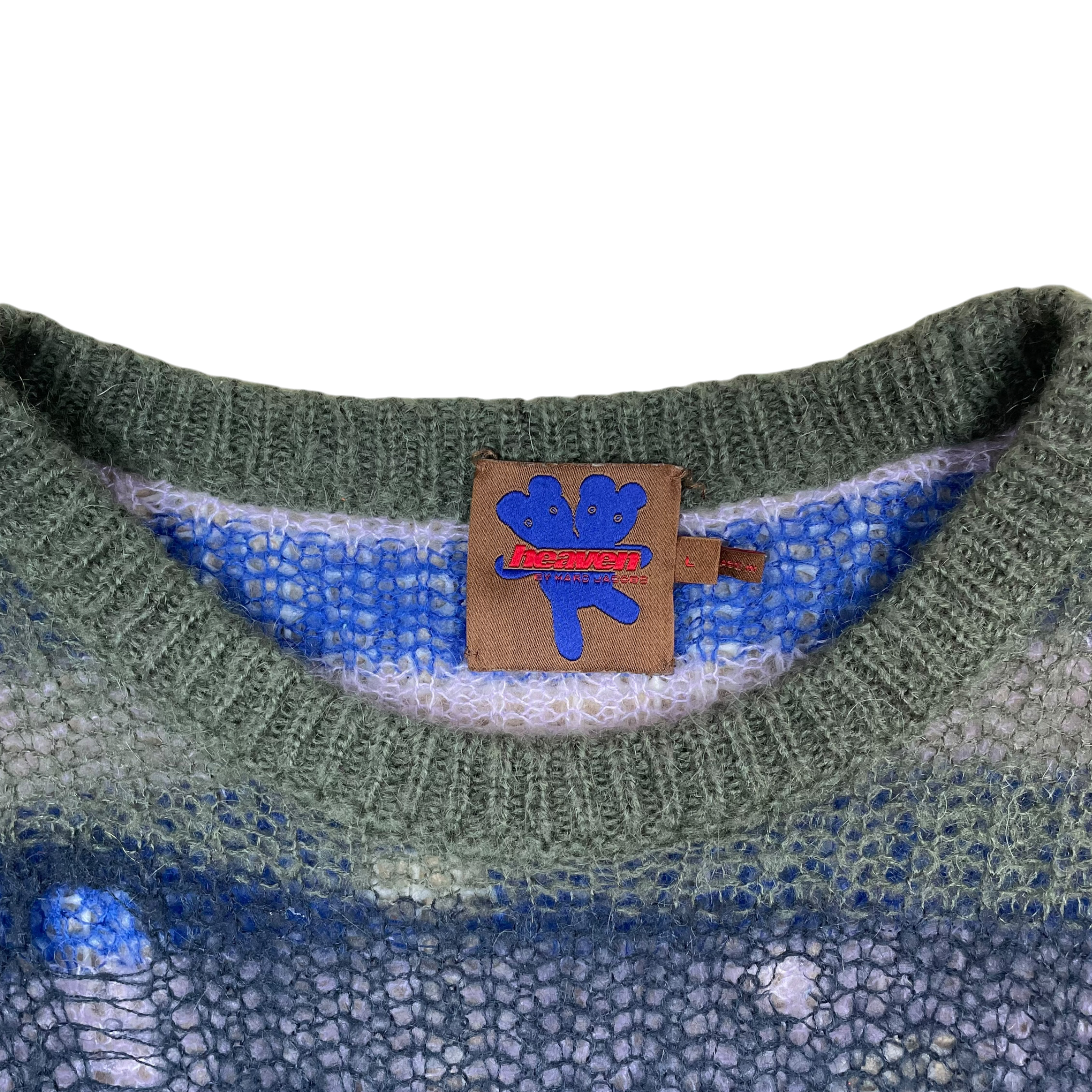 Heaven By Marc Jacobs SS22 Distressed Mohair-Blend Open Knit Crewneck Multi (Size L) thumbnail 2