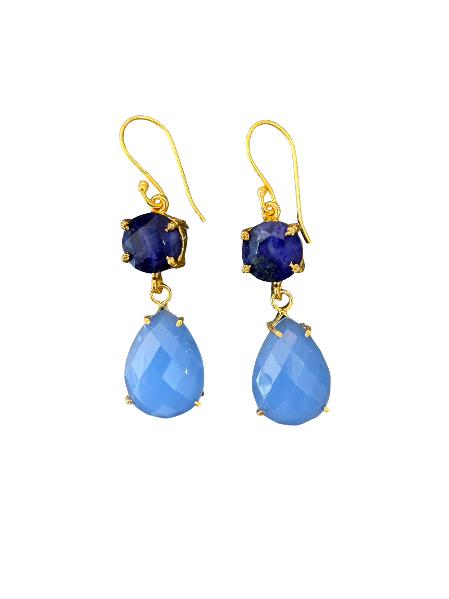 Gemajesty Light Blue/Navy Oval & Circle Earrings