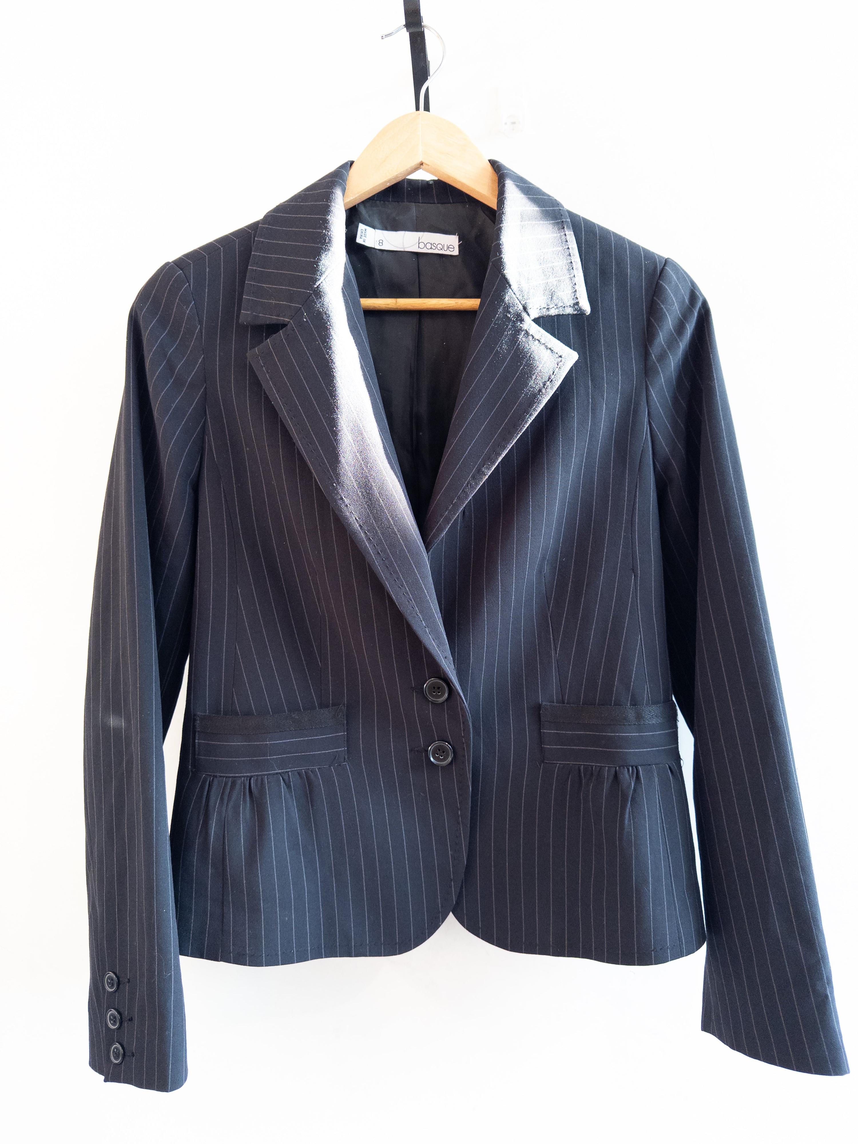 BASQUE Navy Striped Jacket Size 8 thumbnail 3