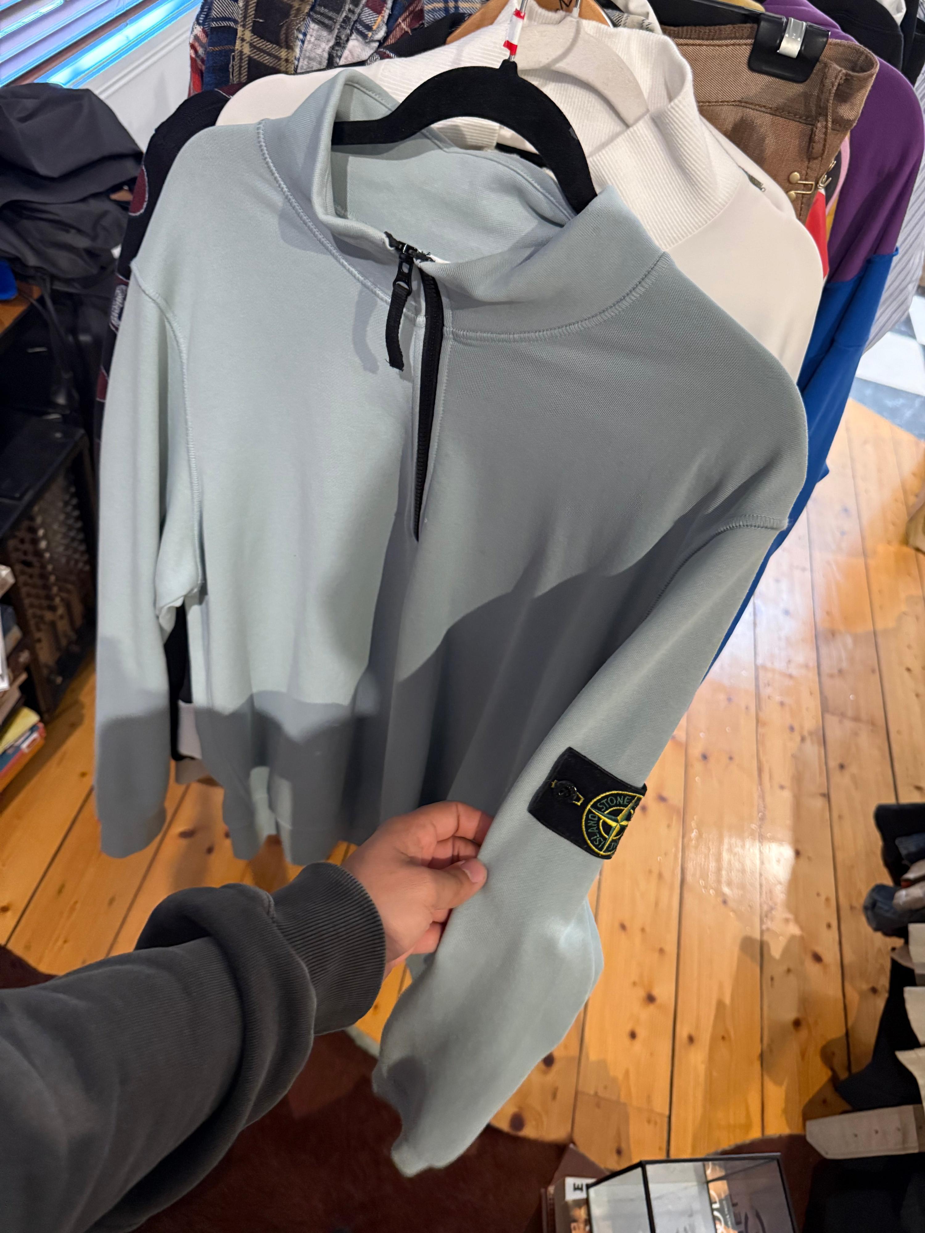 Stone Island Half-Zip Sweatshirt Baby Blue (Fits L-XL) thumbnail 2