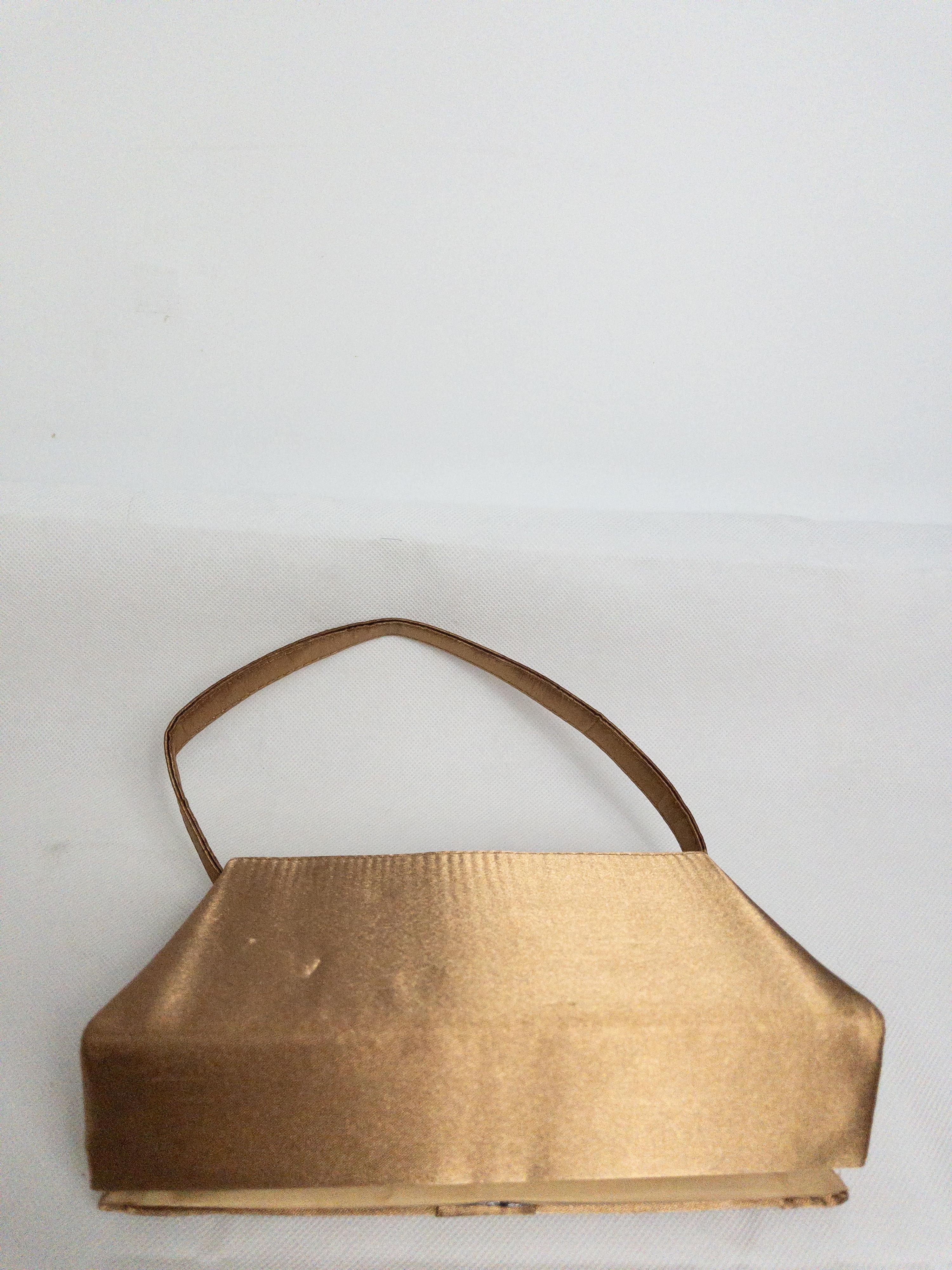 Beige Vintage Embellished Satin Evening Boxed bag thumbnail 5