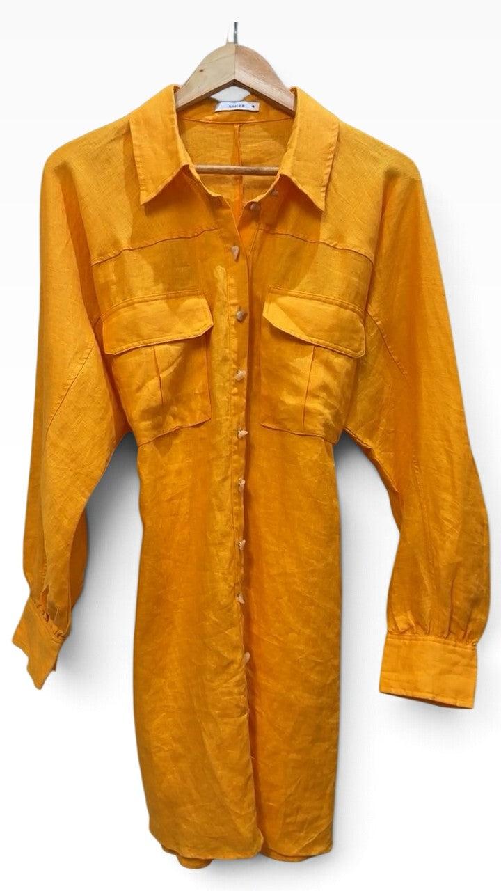 Sheike Orange Linen Shirt Dress 16