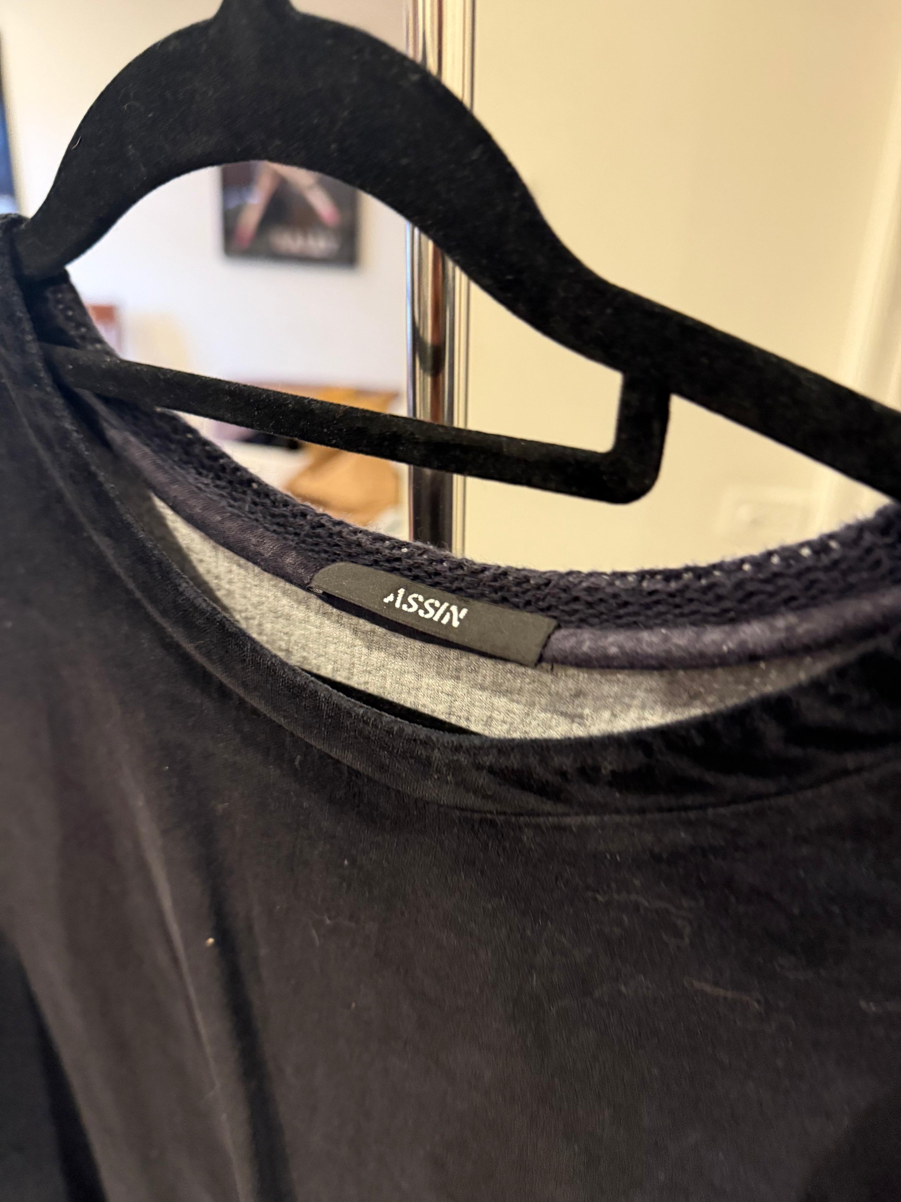 Assin Two-Sided Velour/Cotton Oversized T-Shirt Black/Purple (Fits S-XL) thumbnail 2