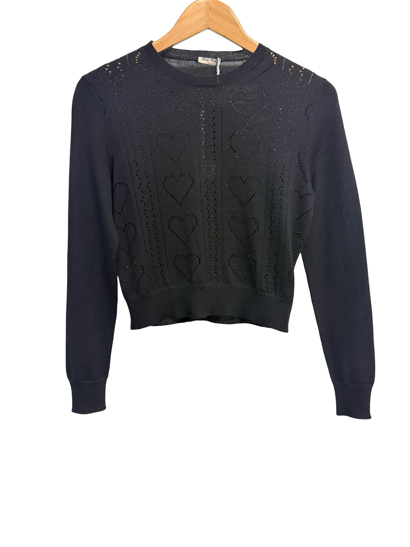 Miu Miu Black Lace L/S Knit Top 38