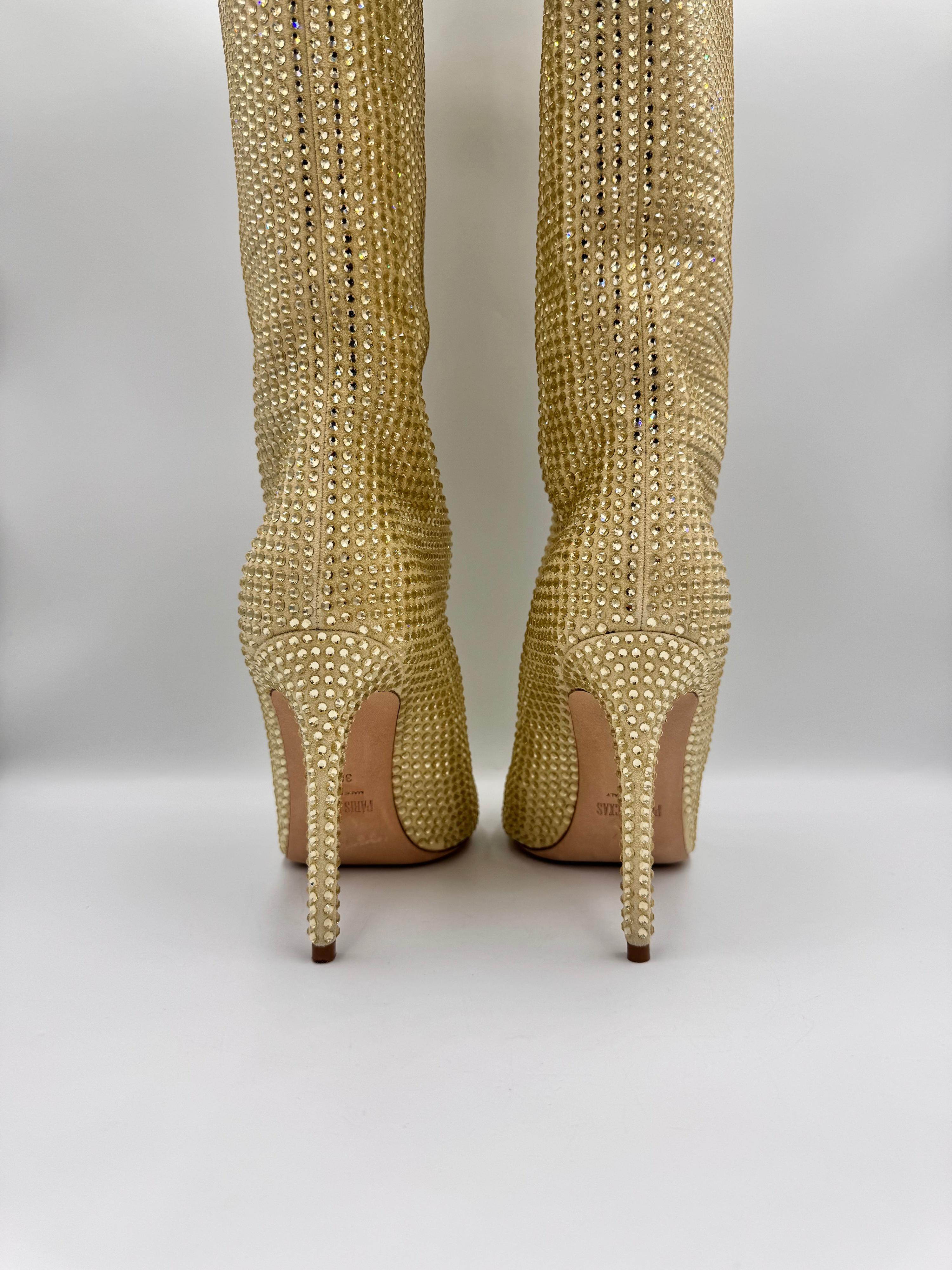 PARIS TEXAS Gold Rhinestone Boots Size 38.5 thumbnail 14