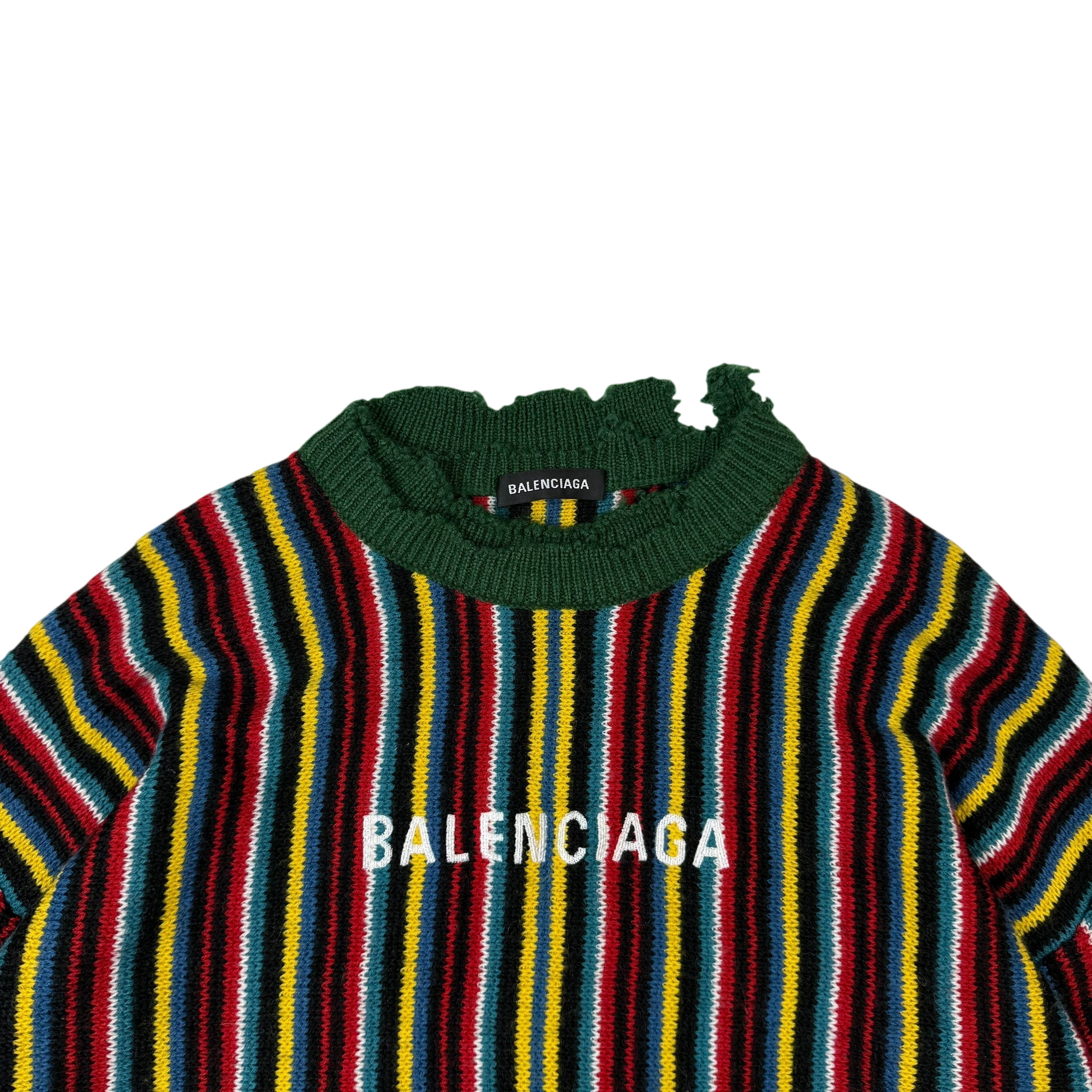 Balenciaga AW18 Oversized Distressed Striped Sweatshirt Multicolour (fits up to XL) thumbnail 2