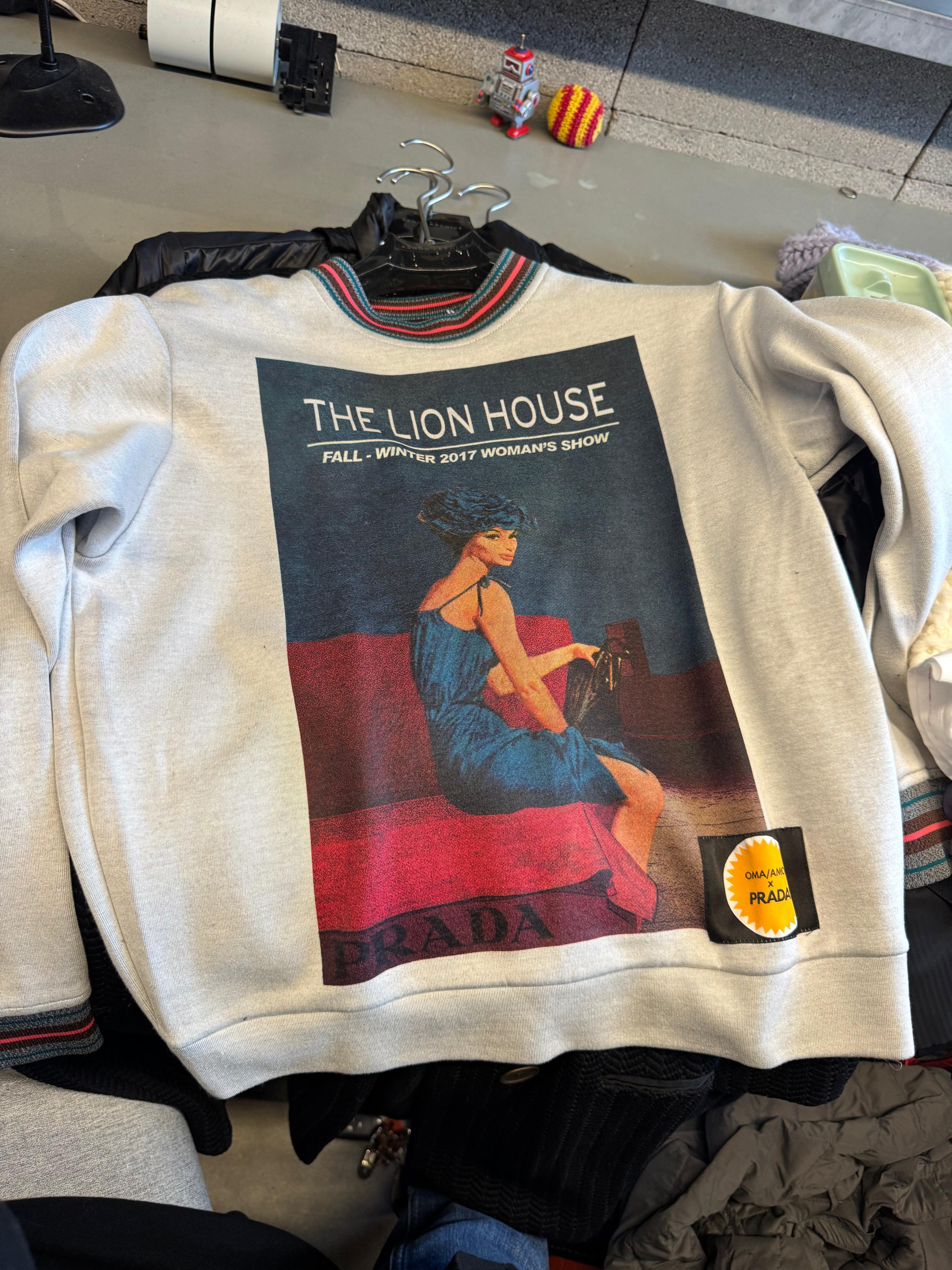 Prada FW17 ‘The Lion House’ Printed Sweatshirt Grey (Size XS)