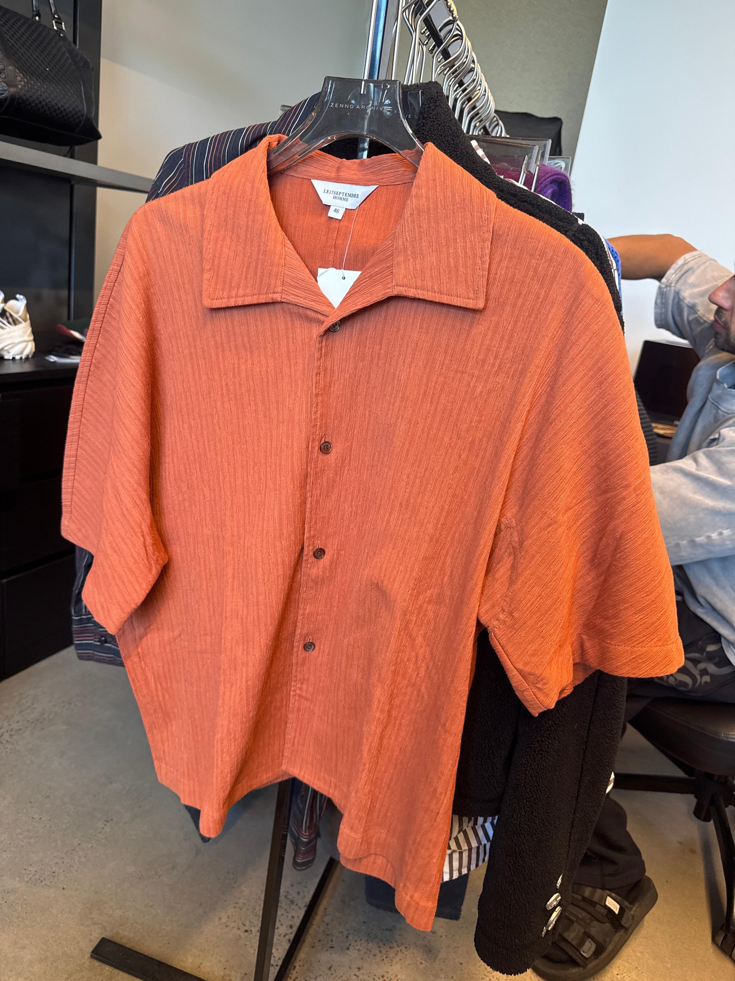 LE17SEPTEMBRE Homme Oversized Button-Up Shirt Orange (Fits S-L)
