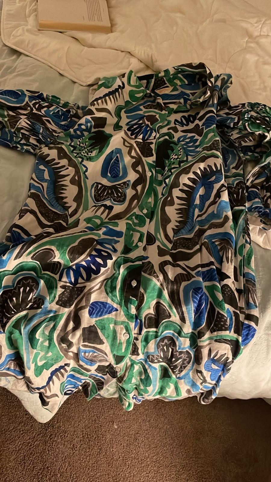 Gorman Blue & Green Patterned Linen Dress 12
