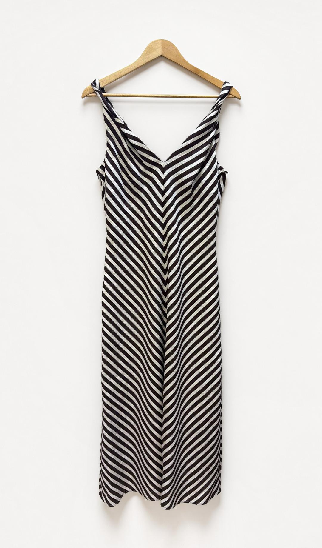 Witchery Brown White Striped Dress 10